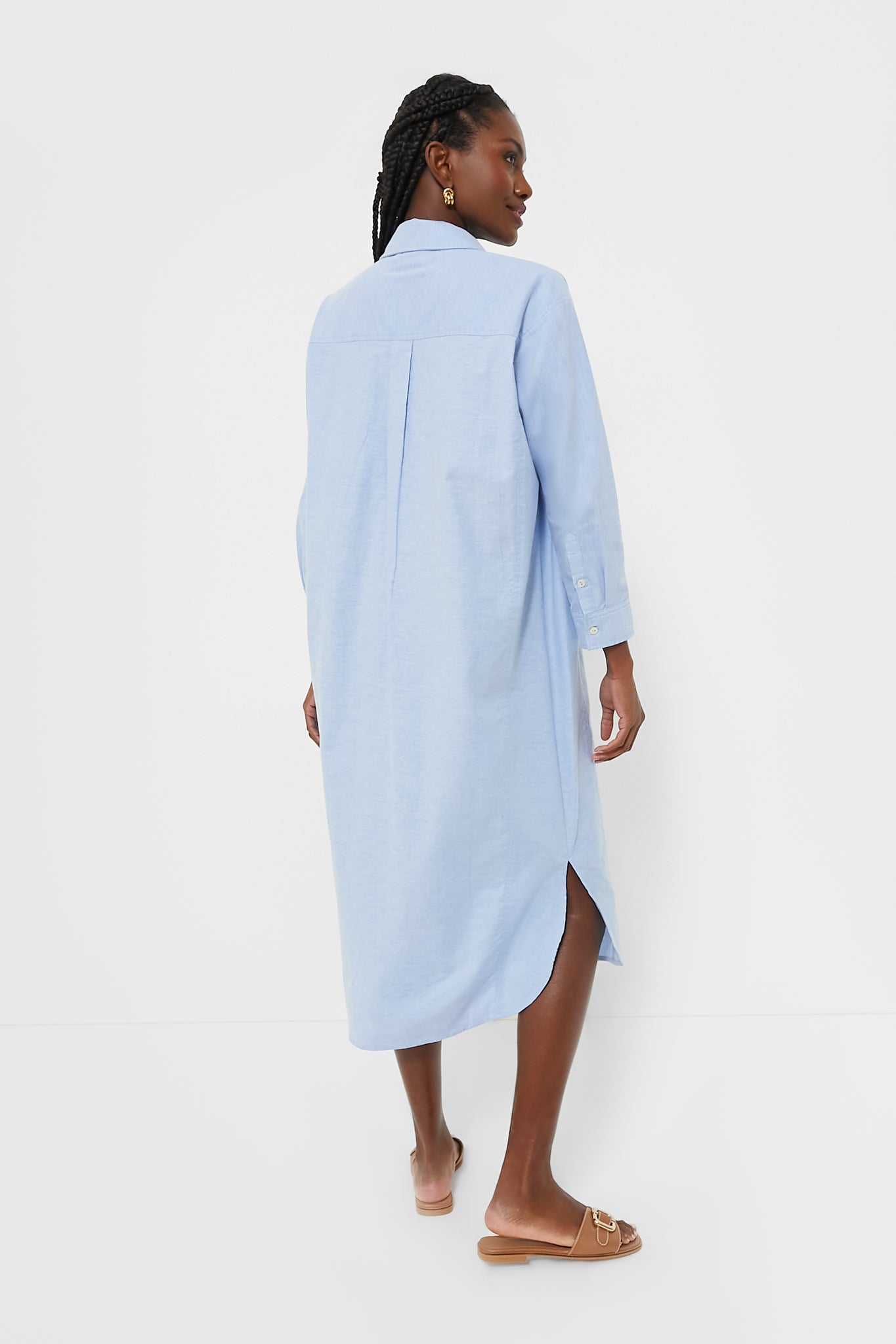 Blue Lightweight Oxford Aria Dress - Breathable Summer Casual Dress for Women | Perfect for Office, Travel & Outdoor Activities