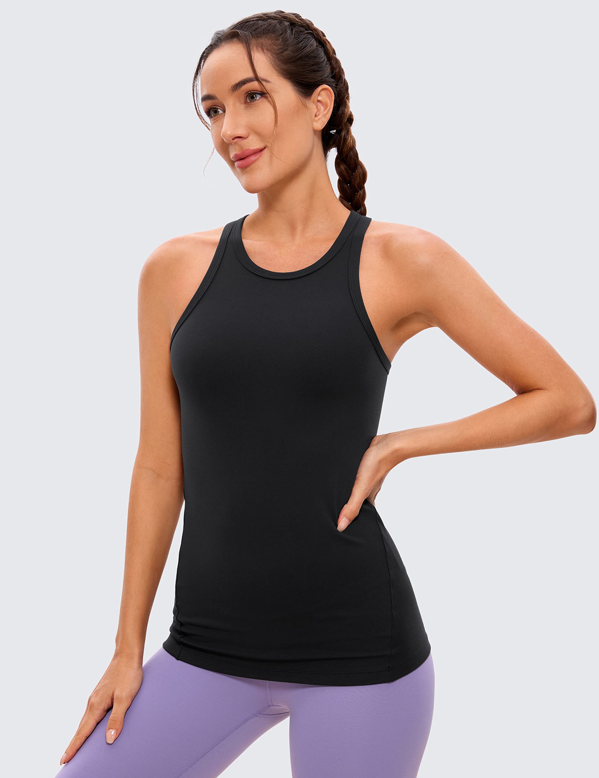 CRZ YOGA Butterluxe Women's Workout Racerback Sleeveless Top - High Neck Athletic Camisole Tank for Running, Gym & Yoga - Soft Breathable Shirt for Women's Fitness & Activewear