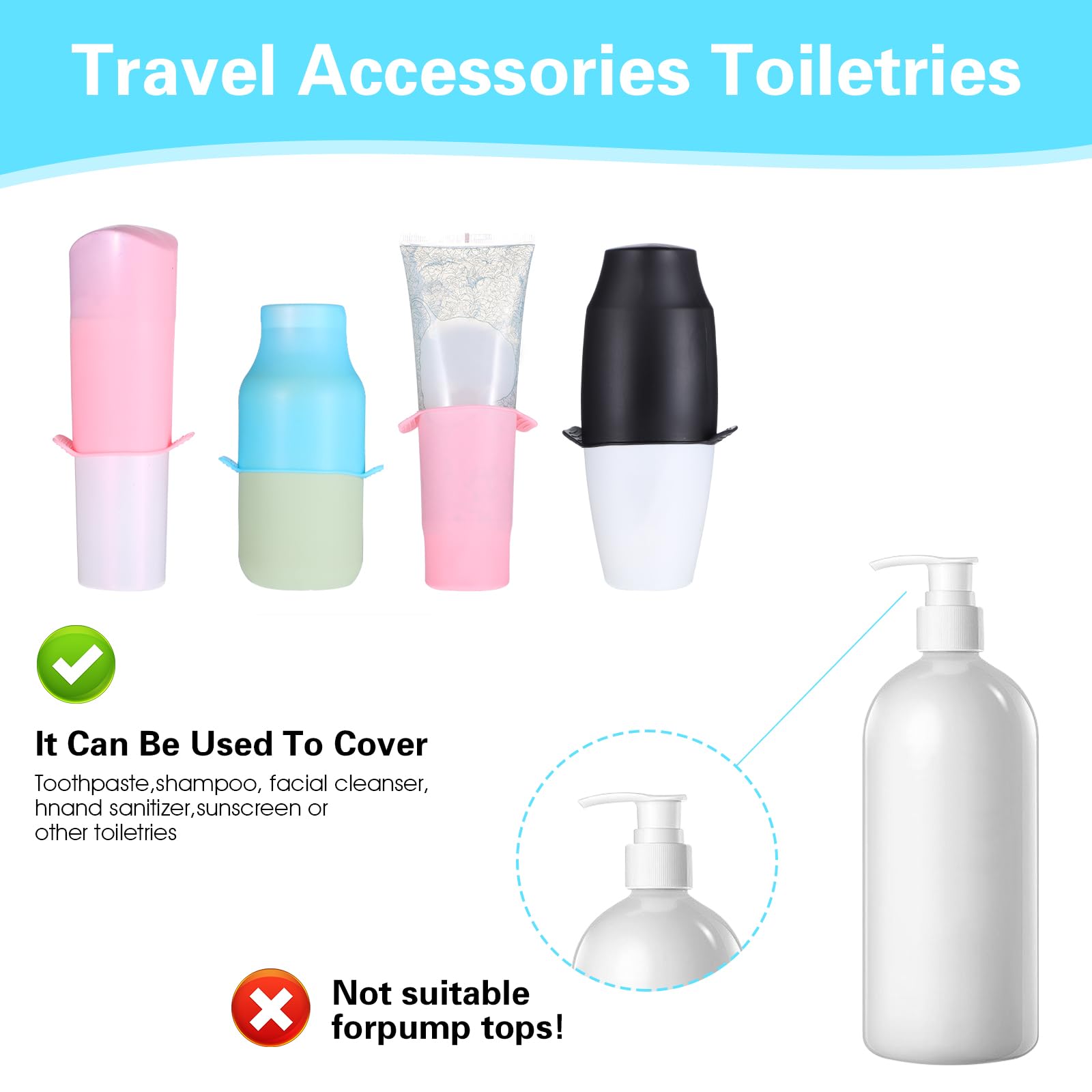 12PCS Silicone Bottle Covers for Travel - Elastic Leak Proof Sleeves for Shampoo, Conditioner & Toiletries | Reusable Travel Essentials for Toiletry Bottles | Perfect for Airplane, Camping & Gym Use