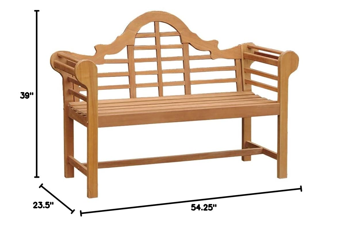 Cambridge Casual Lutyens 4-Foot Outdoor Garden Bench - Natural Teak Wood Patio Furniture for Backyard, Porch & Garden Seating