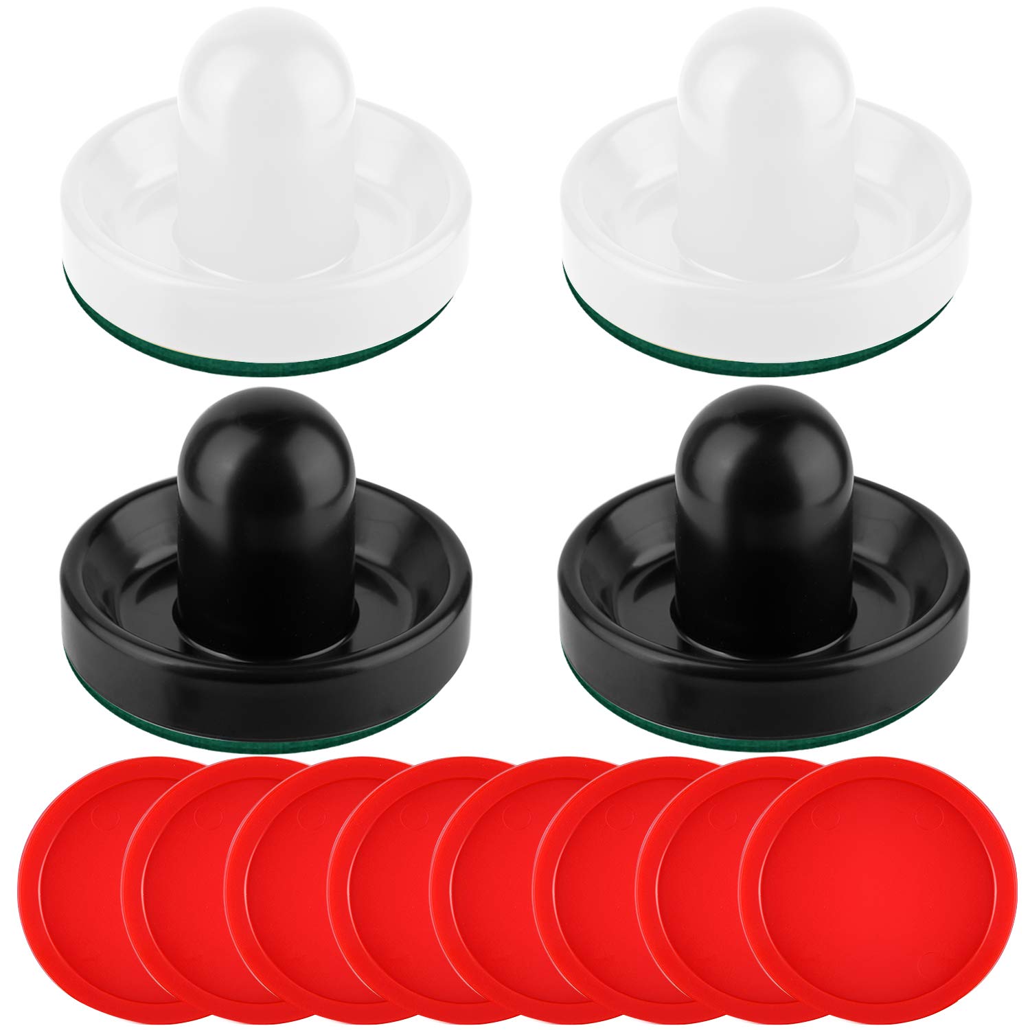 Coopay Air Hockey Paddles & Pucks Set - 4 Strikers & 8 Red Pucks Replacement Accessories for Game Tables - Perfect for Family Game Nights & Arcade Entertainment
