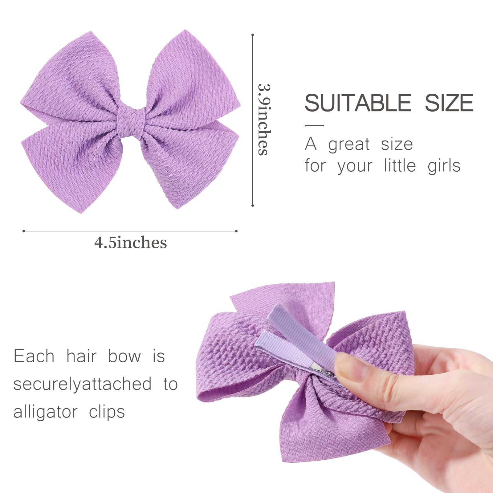 10 Pairs Hair Bows for Girls - Soft Twill Fabric Hair Clips for Toddlers & Baby Girls - Perfect for School, Parties & Daily Outfits