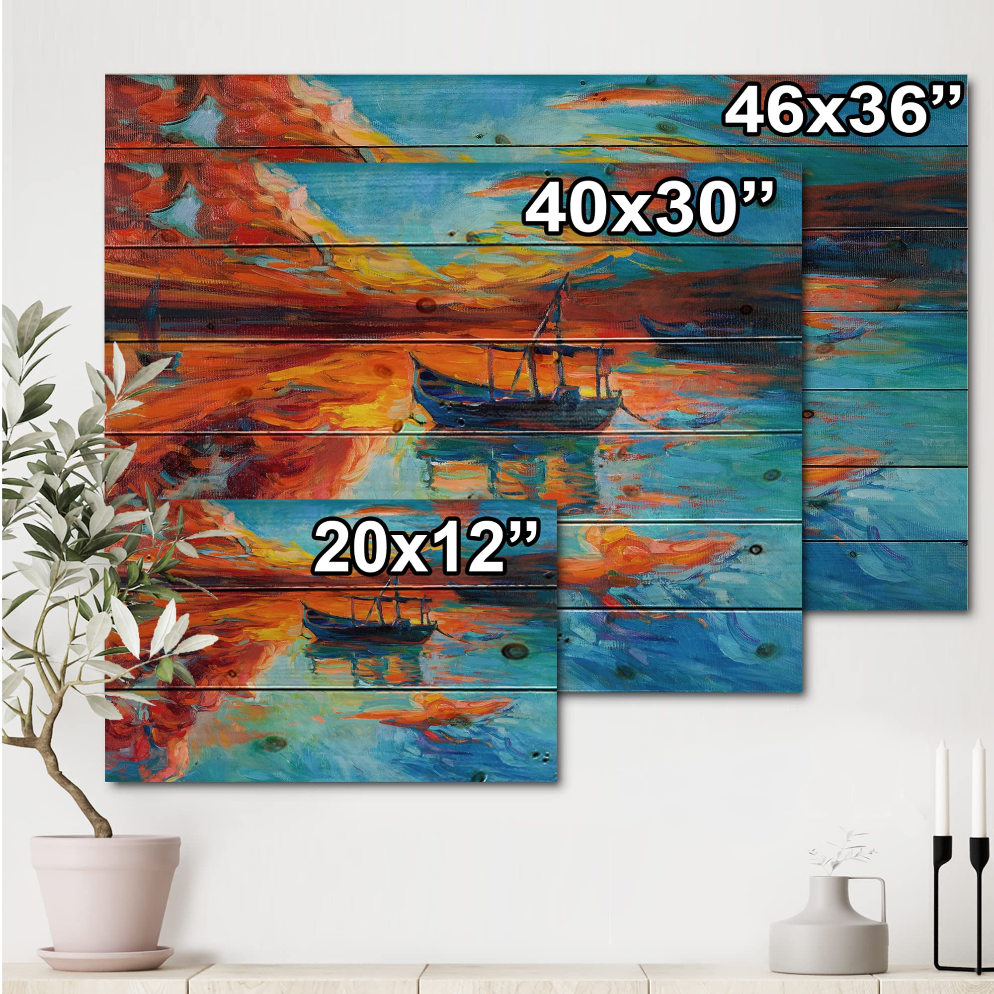 Nautical Boat Wood Wall Art - Blue Coastal Decor for Living Room