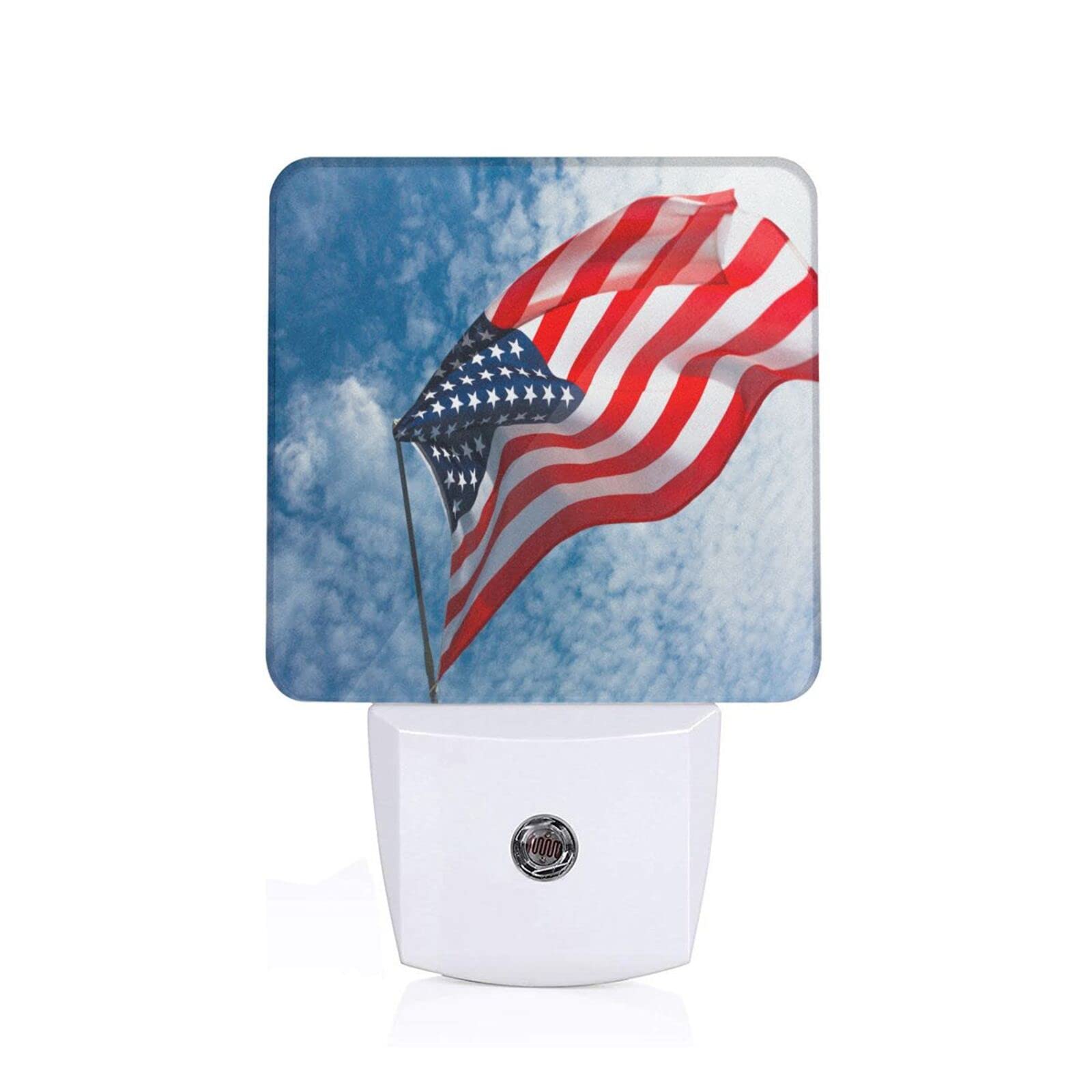 American Flag LED Night Light with Auto On/Off Light Sensor - Dusk to Dawn Plug-in Lamp for Bedroom, Bathroom, Hallway & Stairway | Perfect for Patriotic Home Decor & Nighttime Safety