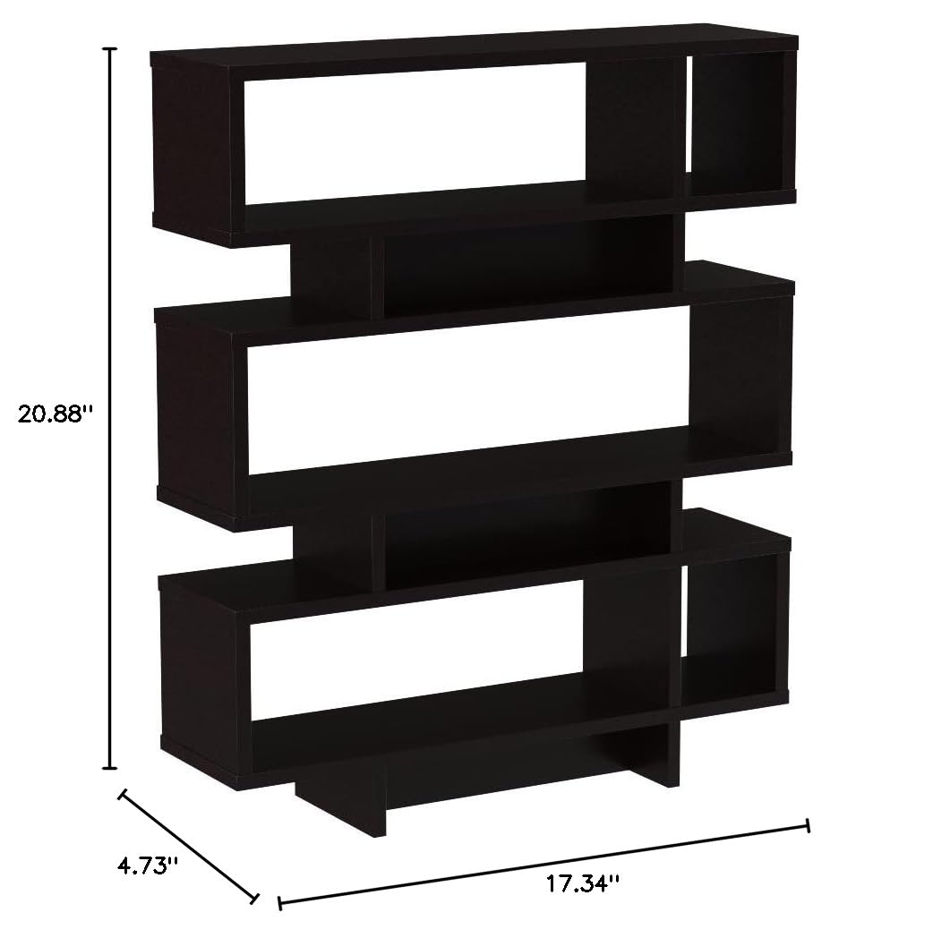 Frenchi Home Furnishing 3-Tier Display Cabinet & Bookcase - Modern Black Wooden Shelf for Living Room, Bedroom, Office - Perfect for Showcasing Books, Decor, Collectibles and Storage Organization