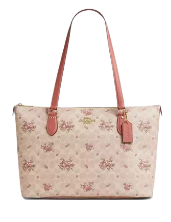 Coach Signature Canvas Floral Print Gallery Tote Bag - Perfect for Work, Travel & Everyday Use