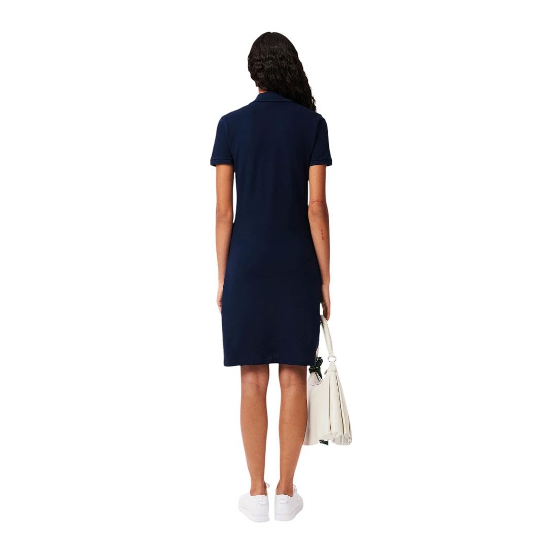 Lacoste Women's Classic Short Sleeve Stretch Mini Pique Polo Dress - EF8470 | Casual Summer Outfit for Golf, Beach & Everyday Wear