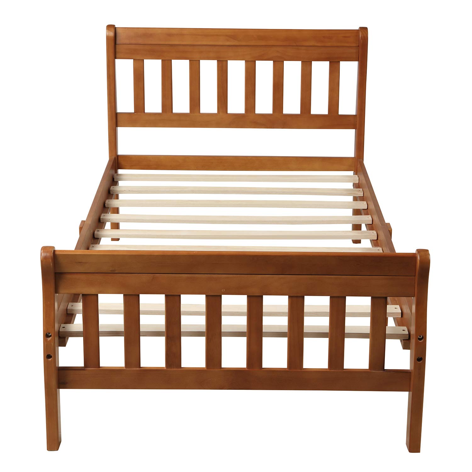 Harper & Bright Designs Solid Oak Twin Bed Frame - Wood Platform Bed with Headboard & Footboard, Sturdy Wood Slat Support, No Box Spring Needed - Perfect for Kids Rooms, Guest Bedrooms & Small Spaces (Twin Size)