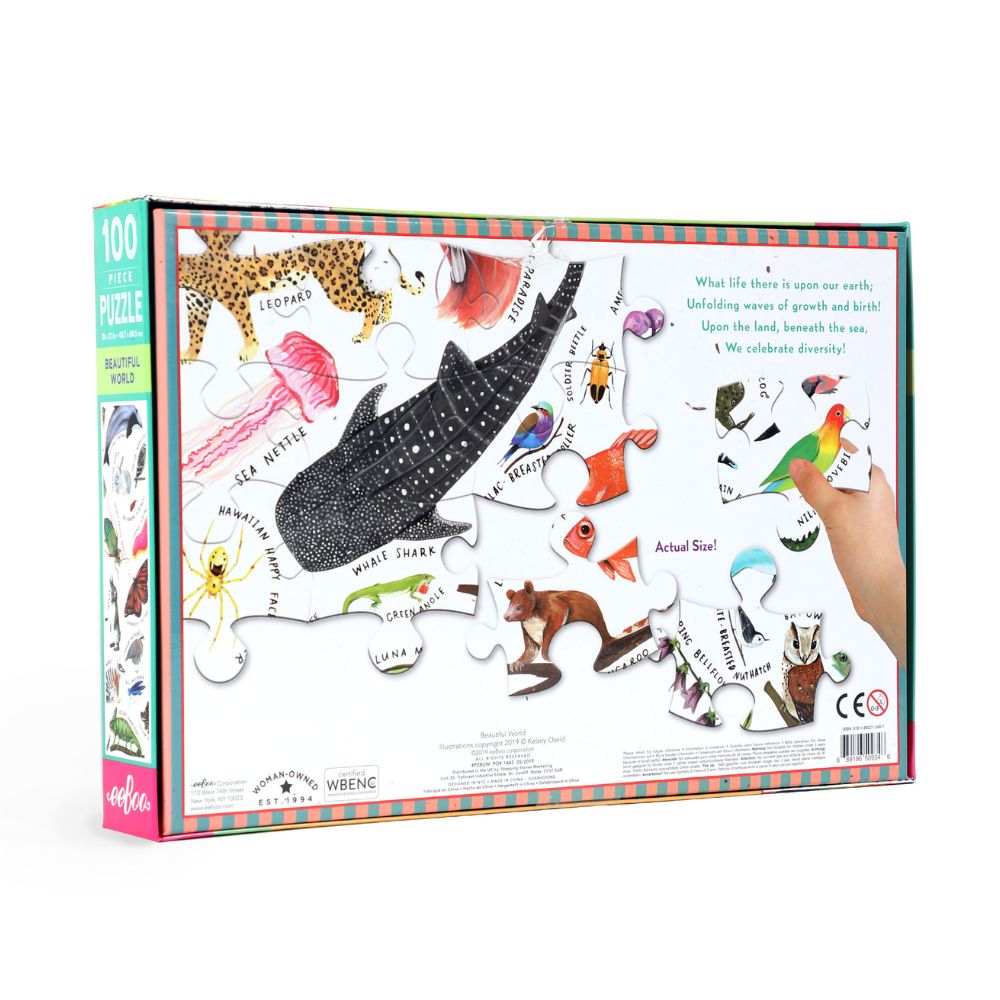 eeBoo Beautiful World 100 Piece Jigsaw Puzzle - Educational Toy for Kids, Family Game Night & Home Decor