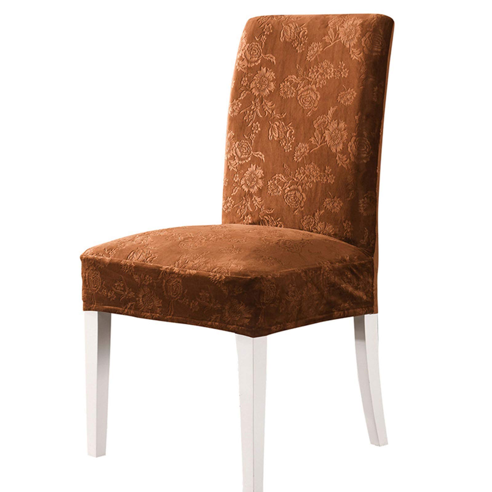 Velvet & Jacquard Dining Chair Covers - Washable & Removable Elastic Seat Covers for Dining Chairs (Set of 6) - Perfect for Home, Restaurant, Wedding, and Party Decor