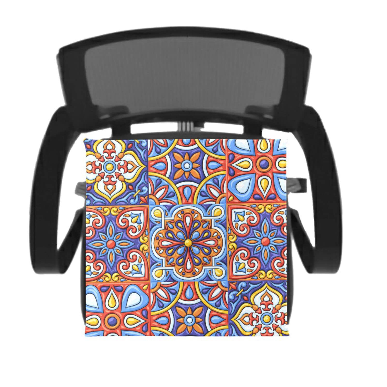 Emelivor Mexican Talavera Pattern Memory Foam Chair Cushion - Washable Comfort Seat Pad for Office & Outdoor Furniture - Sciatica Pain Relief - Perfect for Home, Office, and Garden Use