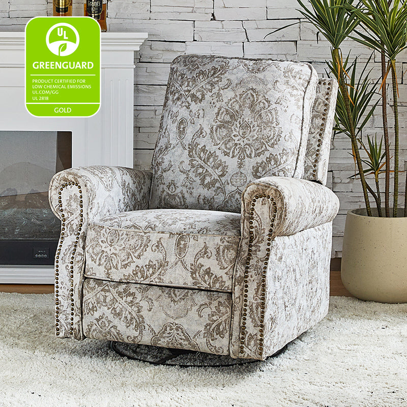 Comfortable Nikola Swivel Glider Recliner Chair - 360° Rotation & Smooth Gliding Motion - Perfect for Living Room, Nursery, or Home Theater Relaxation