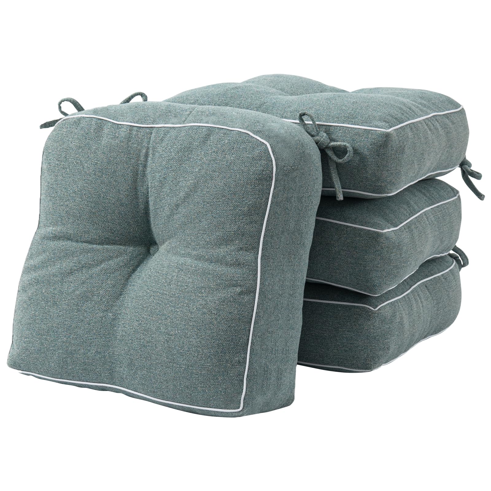 4 Pack Chair Cushions for Dining Chairs - Shredded Memory Foam Seat Pads with Ties, 16.5