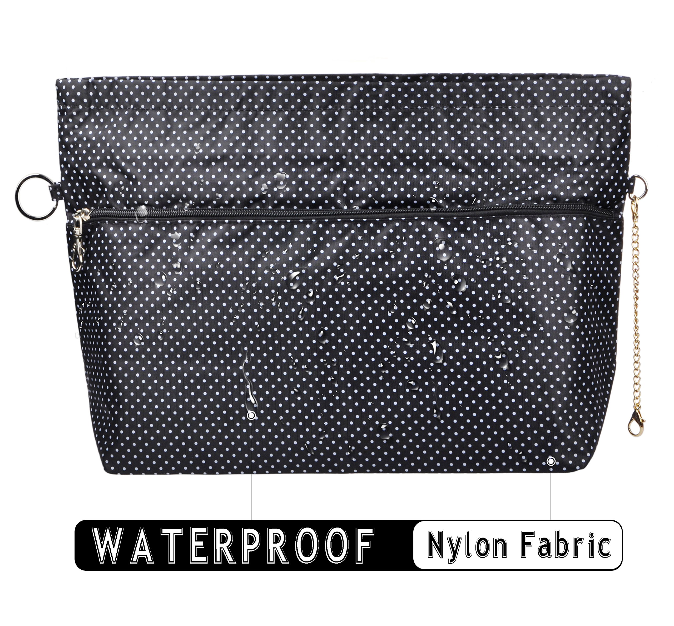 Vercord Extra Thick Large Handbag Organizer Insert - Travel Purse Organizer with Black Polka Dot Design | Perfect for Tote Bags, Travel & Everyday Use