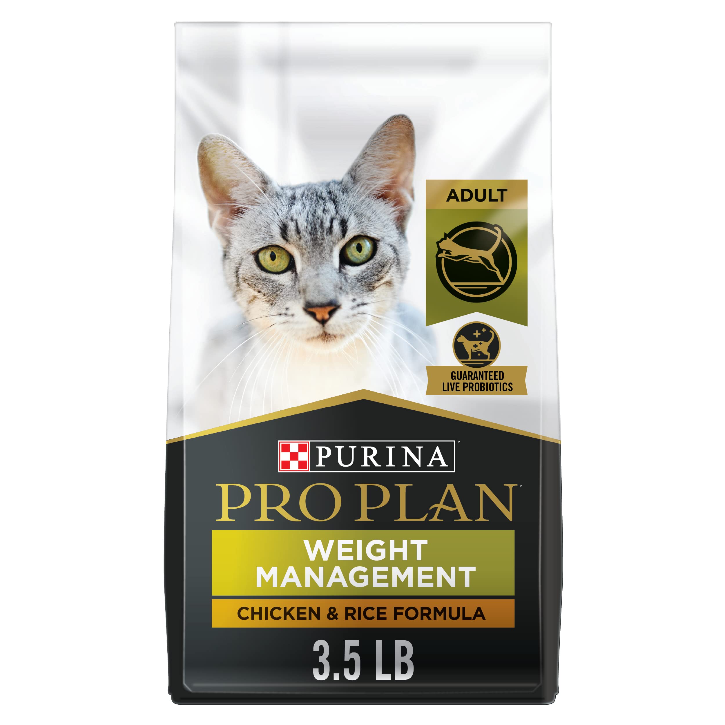 Purina Pro Plan Weight Control Dry Cat Food - Chicken & Rice Formula for Healthy Weight Management - 3.5 lb Bag - Perfect for Indoor Cats & Portion Control Feeding