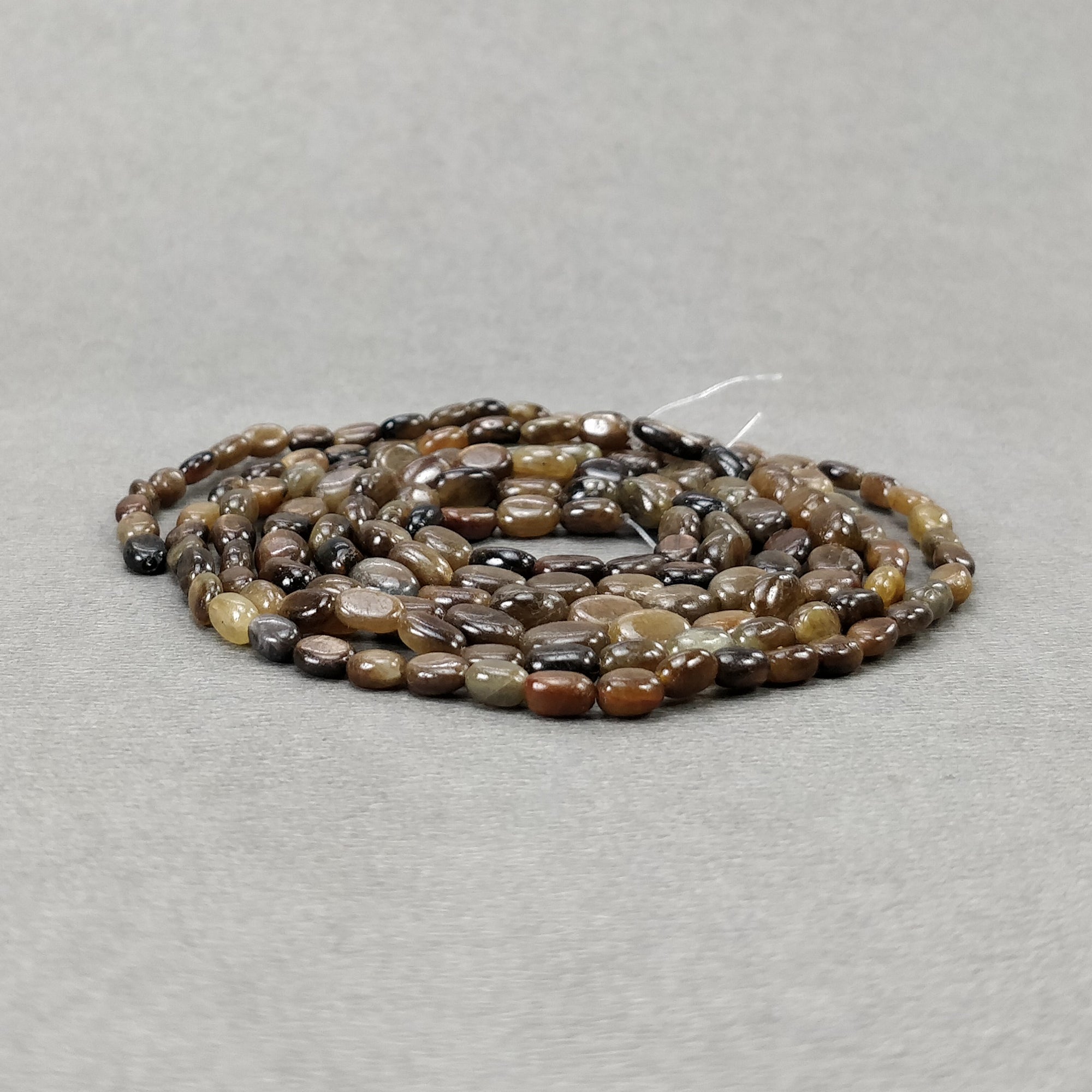 Natural Unheated Golden Brown Chocolate Sapphire Gemstone Cabochon Loose Beads - 115.55cts Oval Plain Nuggets (4x3mm, 6x5mm, 33 Pieces) for Jewelry Making, Wire Wrapping & DIY Crafts