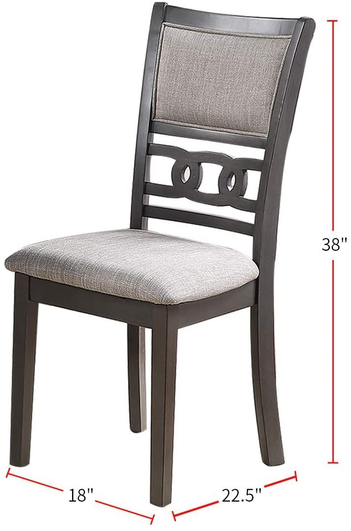 Modern Grey Dining Room Chairs Set of 2 - Upholstered Cushion Seats with Unique Back Design - Perfect for Kitchen, Breakfast Nook & Small Space Dining - Comfortable Side Chairs for Home Decor