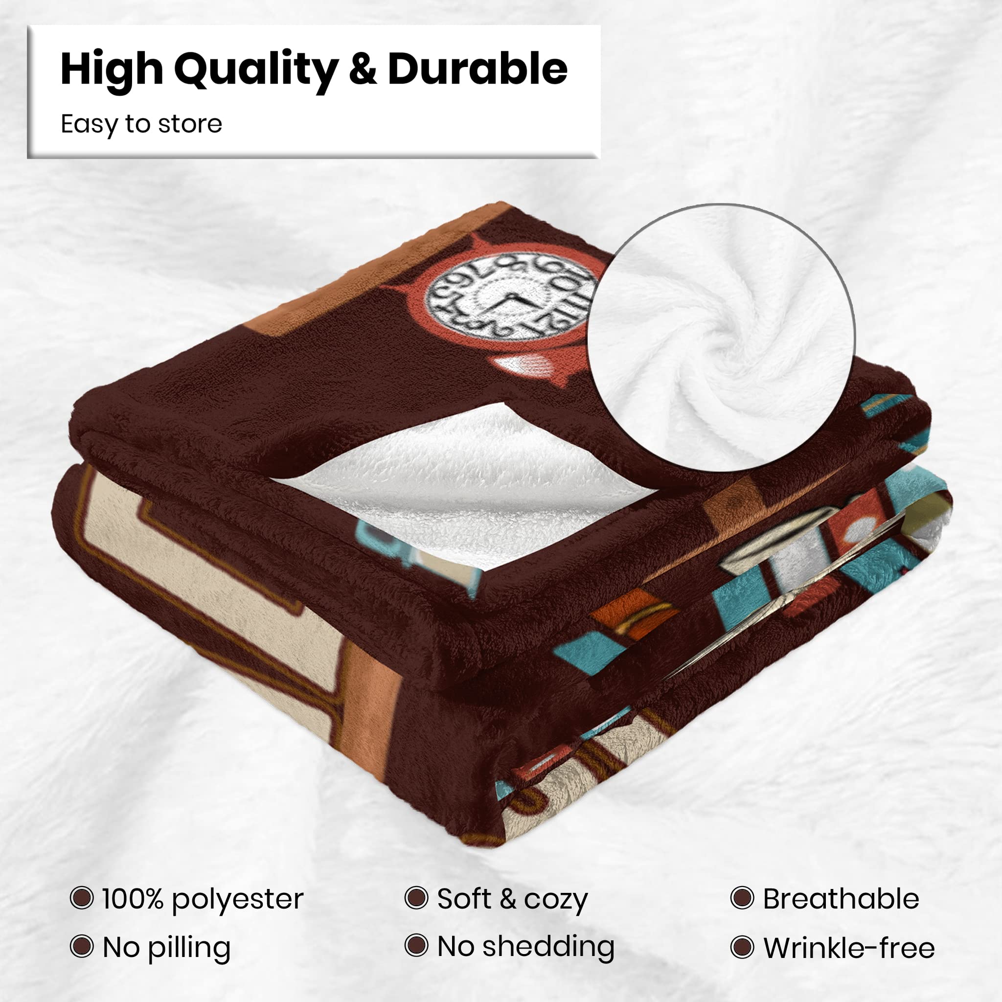 Cozy Book Lovers Gift Blanket 80x60 Inch - Perfect Librarian & Book Club Throw Blanket for Reading Enthusiasts - Best Bookworm Gifts for Birthday, Christmas, Graduation - Ideal for Reading Nooks, Library Lounging & Cozy Winter Nights