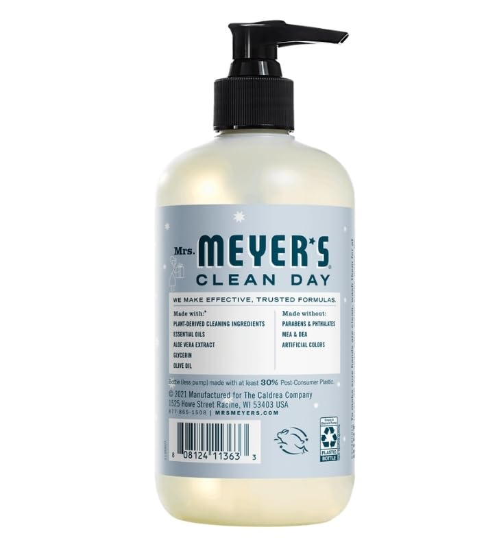 Organic Snowdrop Scent Liquid Hand Soap 12.5 oz with Aloe Vera & Essential Oils - Gentle Moisturizing Hand Wash - Bundle with Microfiber Cloth (2-Pack) - Perfect for Bathroom, Kitchen & Office Use