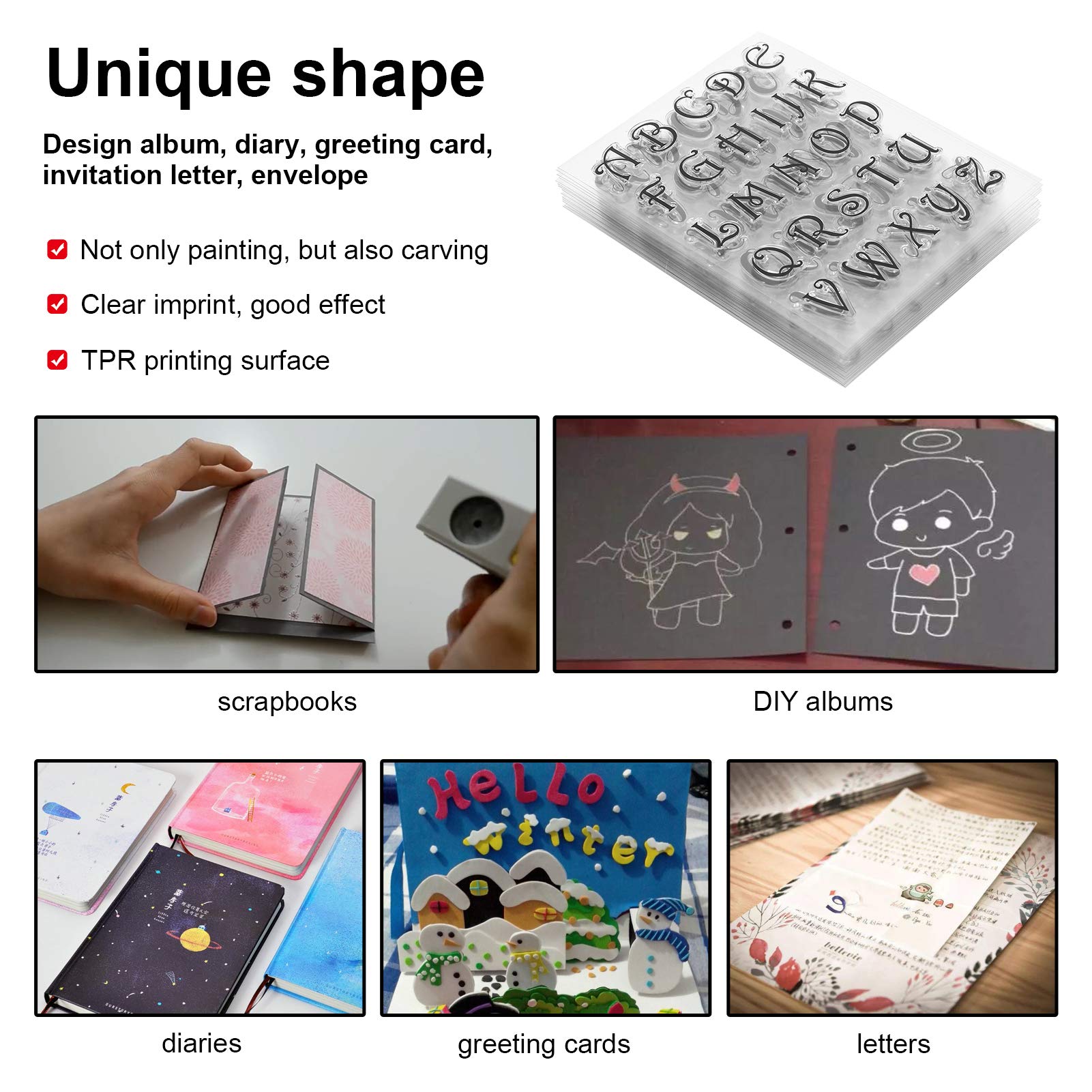8Pcs Clear Stamps for DIY Scrapbooking, Card Making & Photo Albums - Transparent Letter Stamps for Handmade Decorations & Artistic Projects | Perfect for Journals, Invitations & Crafting