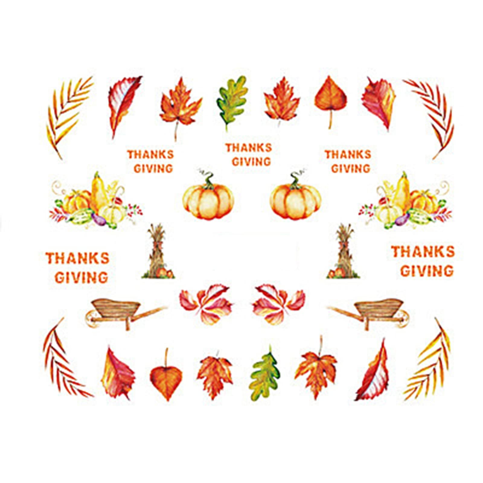 12pcs Autumn Maple Leaf Nail Stickers - Water Transfer Nail Decals for Acrylic Nails, Fall Pumpkin Design Foil Nail Art Kit | Perfect for Halloween, Thanksgiving Nail Designs & Seasonal Manicures