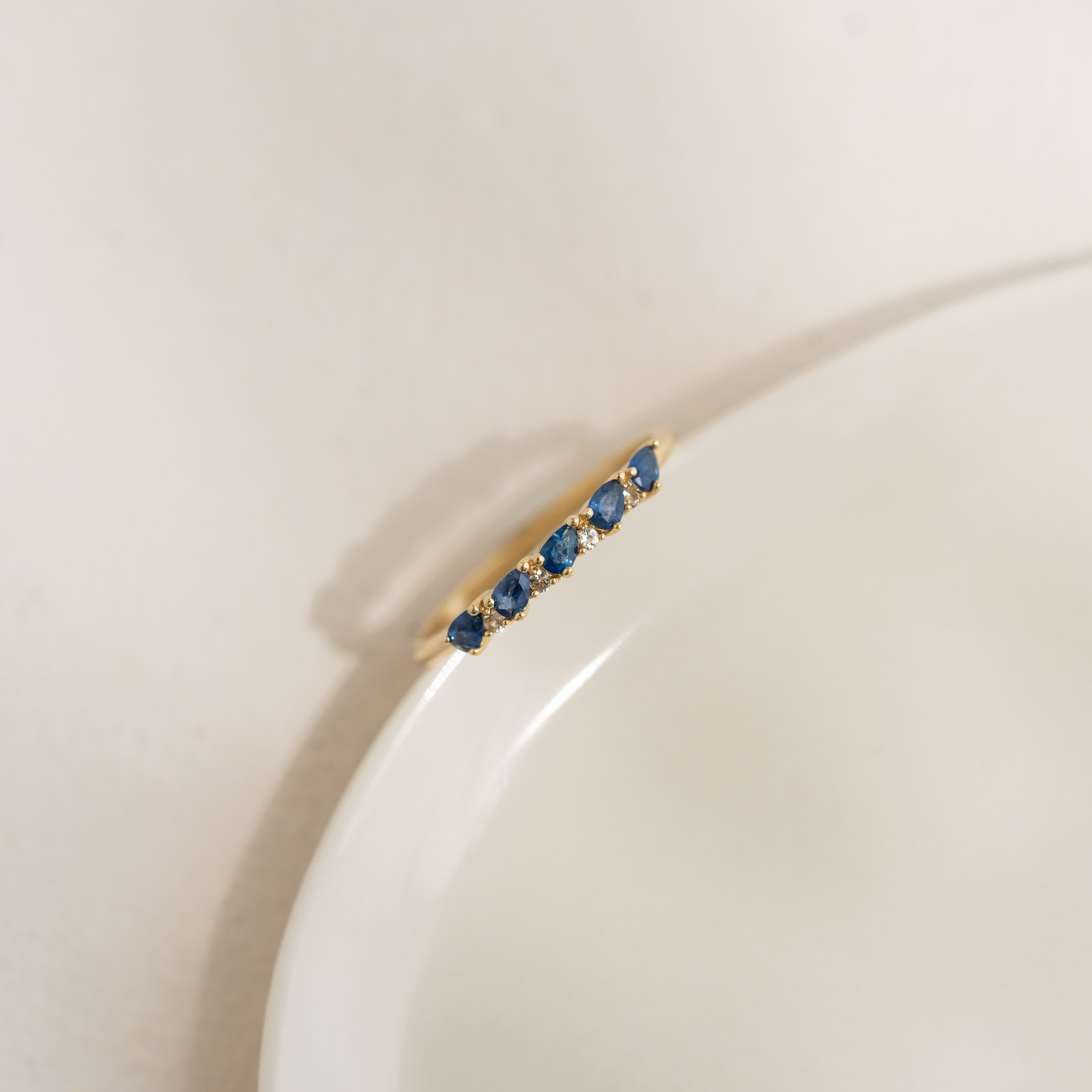 14K Gold Sapphire Half Eternity Ring for Women - Elegant Capriana Wedding Band, Anniversary Gift, Engagement Jewelry | Perfect for Bridal, Evening Wear & Special Occasions