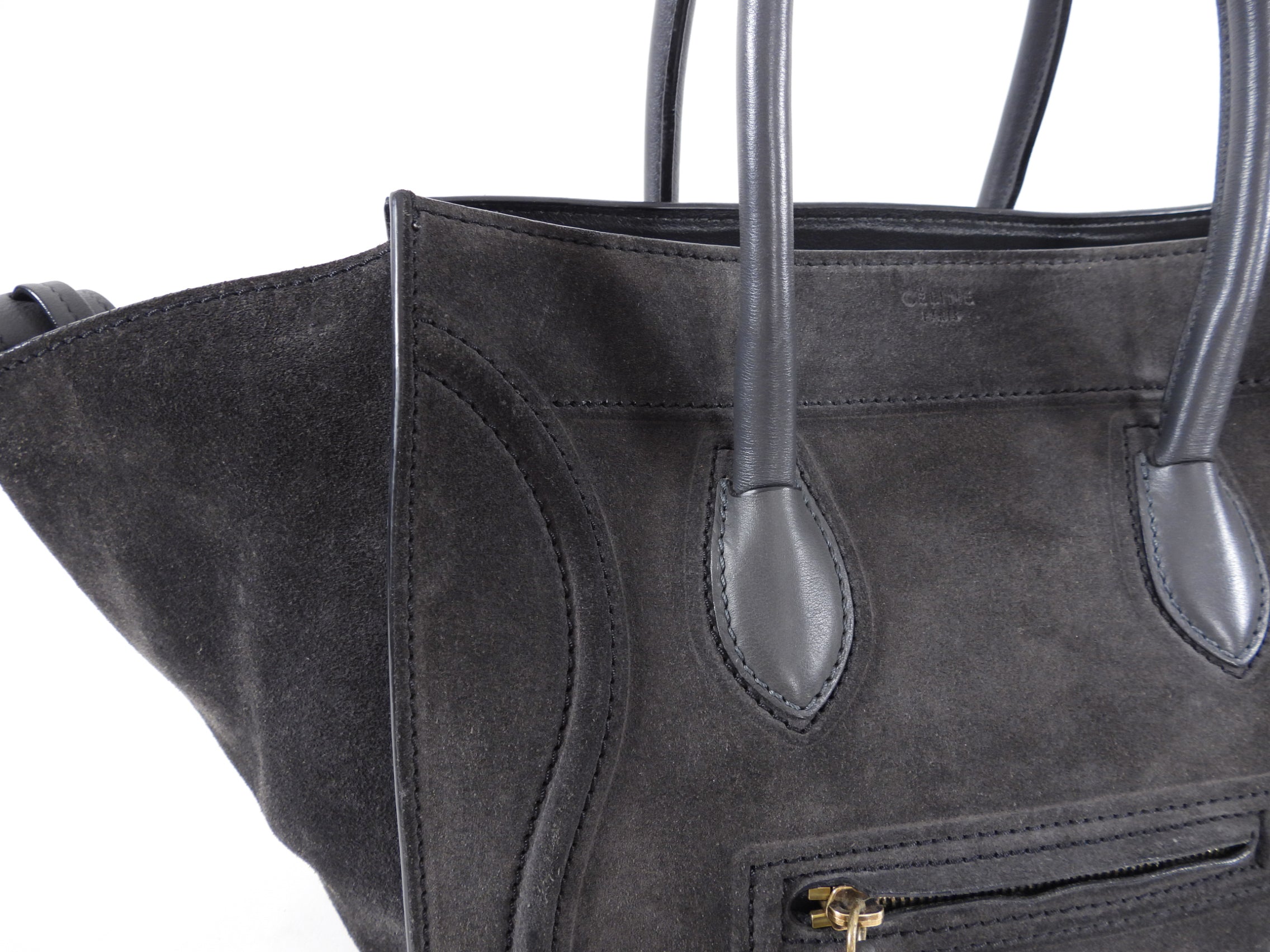 Celine Charcoal Grey Phantom Luggage Tote Bag - Luxury Leather Handbag for Women, Designer Work Tote & Travel Bag - Perfect for Office, Business Meetings & Weekend Getaways