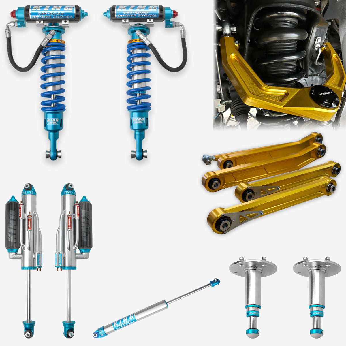 **2021-2023 Ram TRX King 3.0 RR Front Coilovers & 3.5 4-Tube BP Rear Shocks with Kibbetech UCA & Rear Suspension Combo Kit – Off-Road Performance Upgrade for Desert Racing & Overlanding**