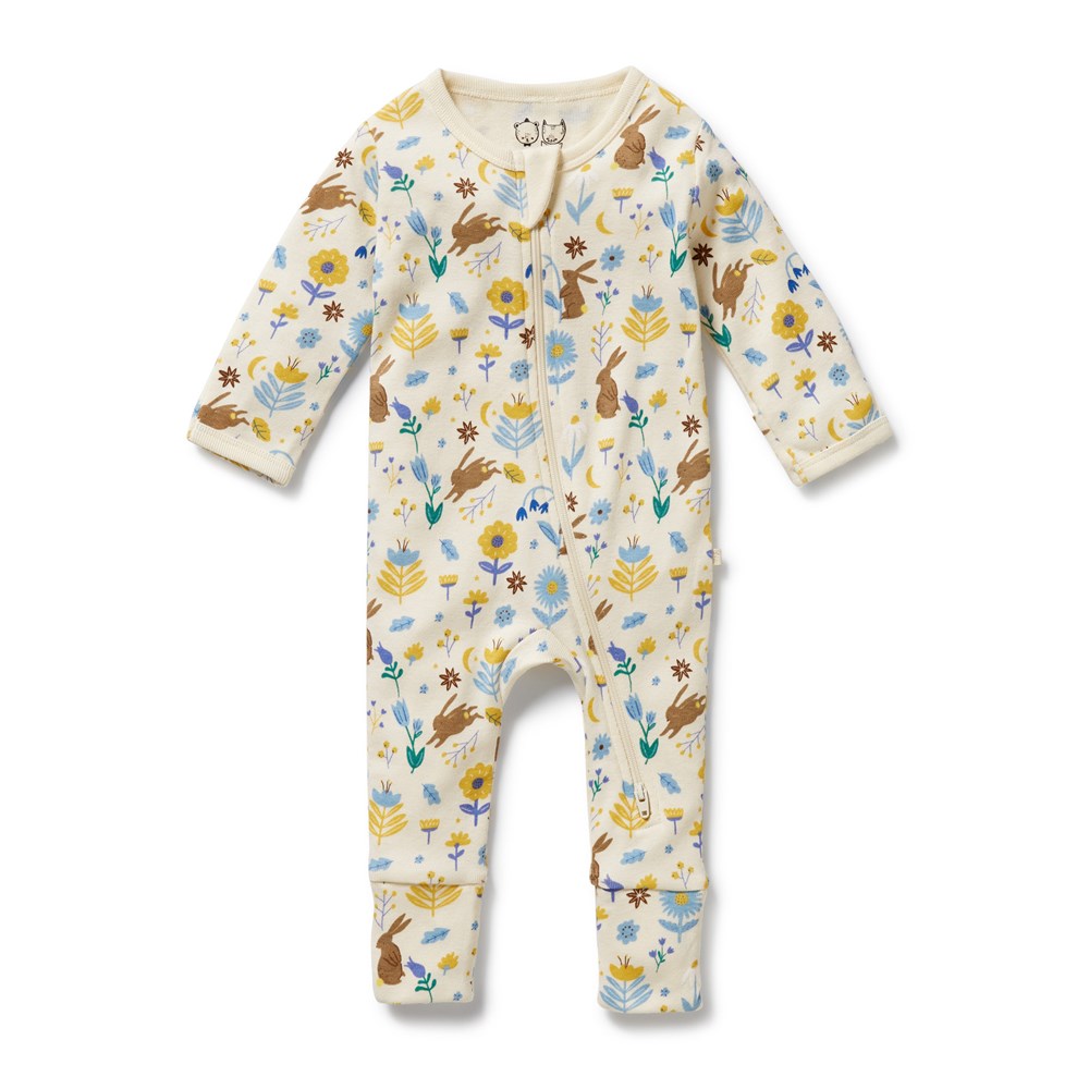 Daisy Mae Organic Baby Zipsuit with Feet - Soft Cotton One-Piece Pajamas for Newborns & Infants - Perfect for Sleepwear, Playtime & Everyday Comfort