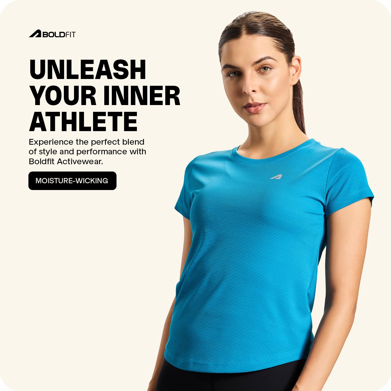 Boldfit Women's Quick Dry Sports T-Shirt - Regular Fit Gym & Workout Shirt for Running, Casual Wear & Active Lifestyle - Breathable & Comfortable for All-Day Use