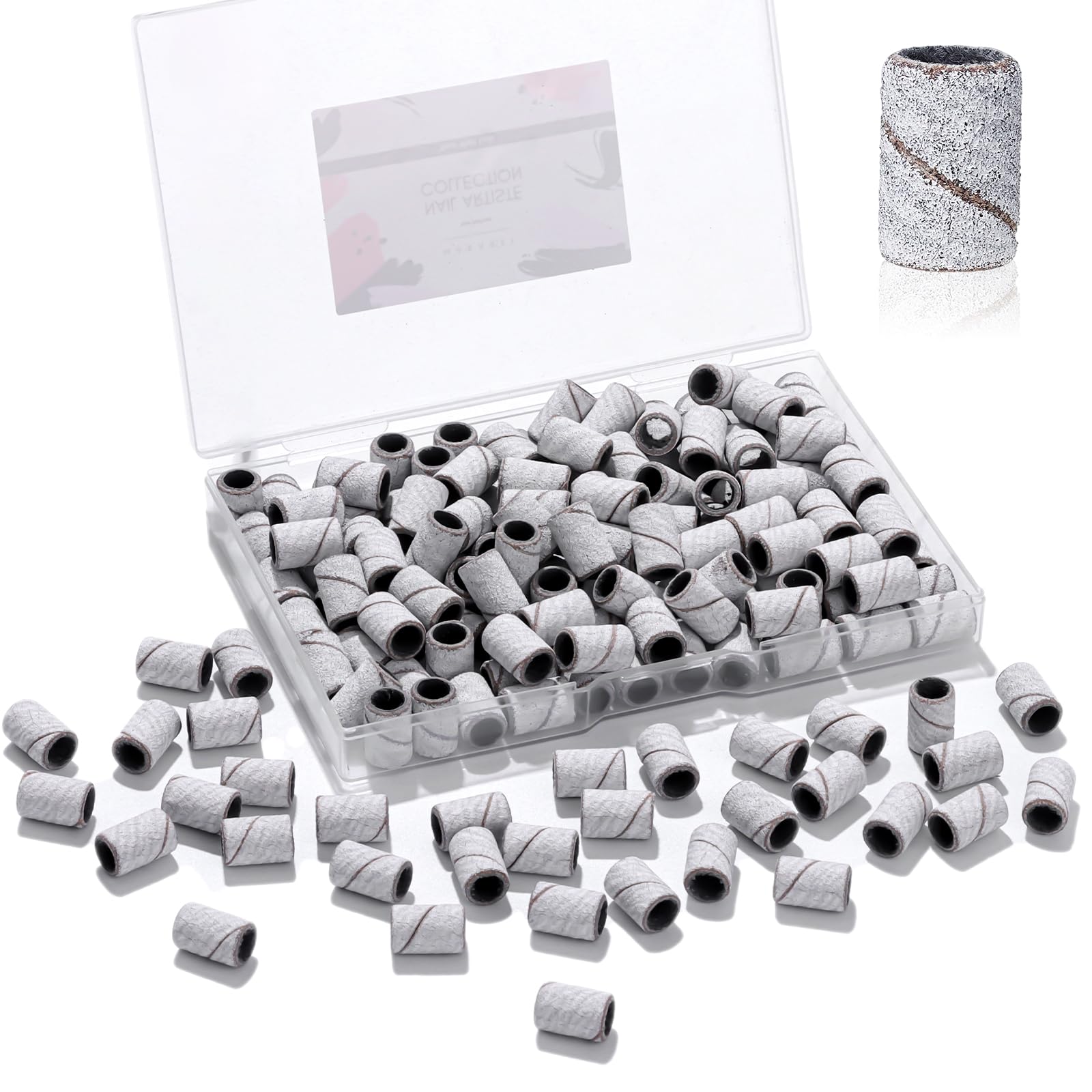 Makartt 100 Pcs Nail Drill Sanding Bands #180 Medium Grits - Professional Acrylic Nails Gel Removal & Shaping - Thicker Durable Sanding Drill Bits for Manicure & Pedicure - Perfect for Salon, Home Nail Care & DIY Nail Art