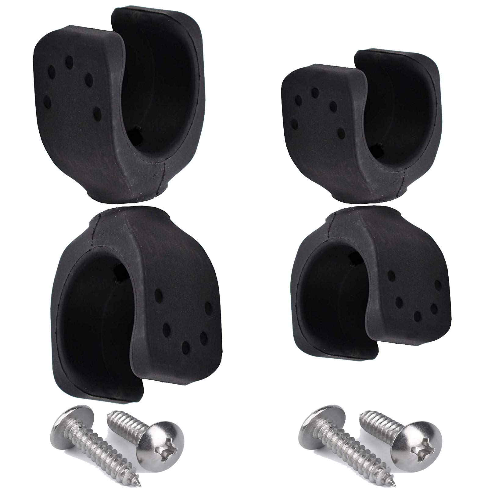Pmsanzay 4-Pack Boat Ladder Storage Clips - 2 Large (Fits 1.18-1.7inch) & 2 Small (Fits 0.78-1.1inch) - Heavy Duty Black Rubber Boat Hook Holder, Paddle and Pole Light Clips - Perfect for Marine, Fishing, and Water Sports Accessories