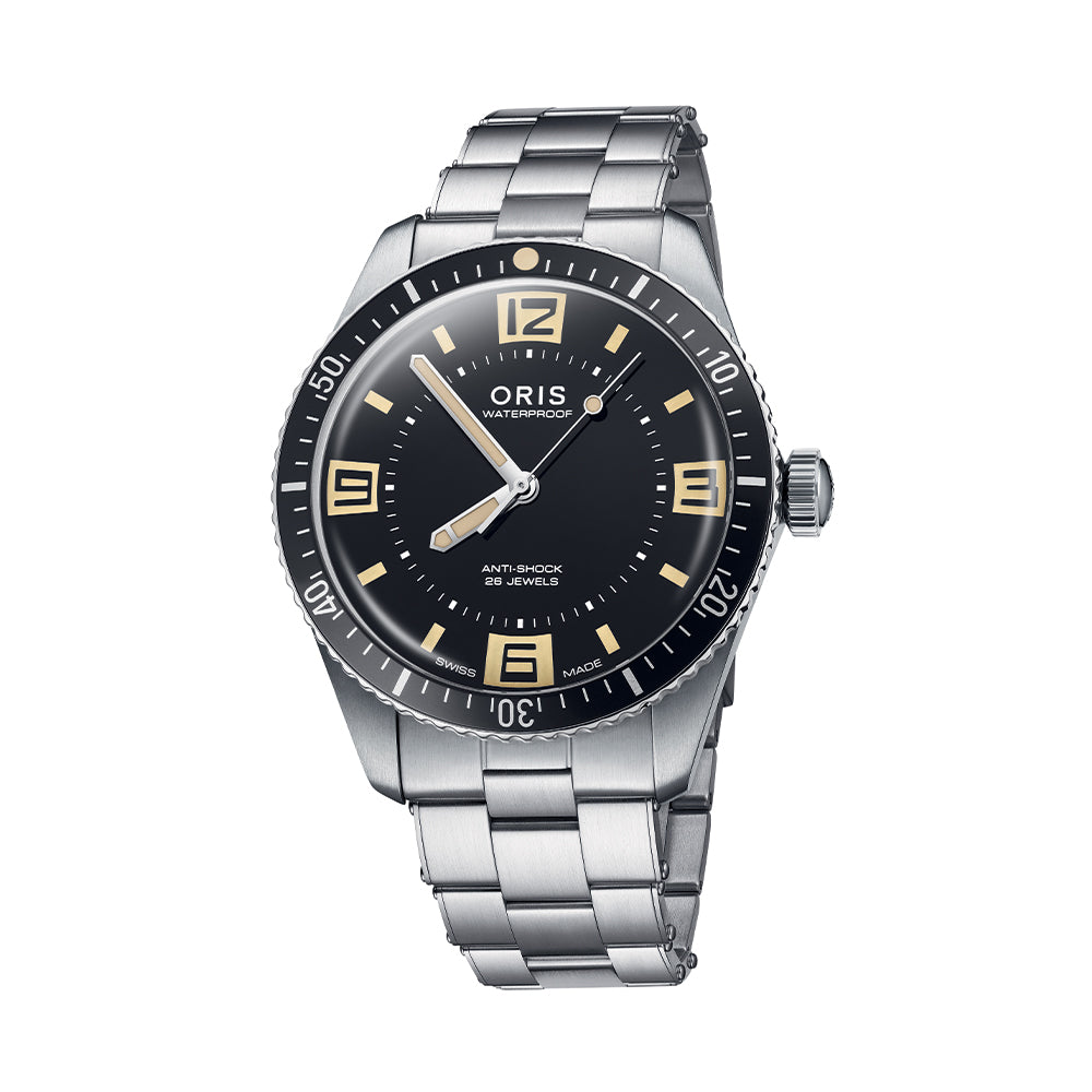 60th Anniversary Edition Divers Sixty-Five 40mm Black Dial Watch with Stainless Steel Bracelet & Leather Strap | Vintage-Inspired Dive Watch for Men, Water Resistant for Swimming & Outdoor Adventures