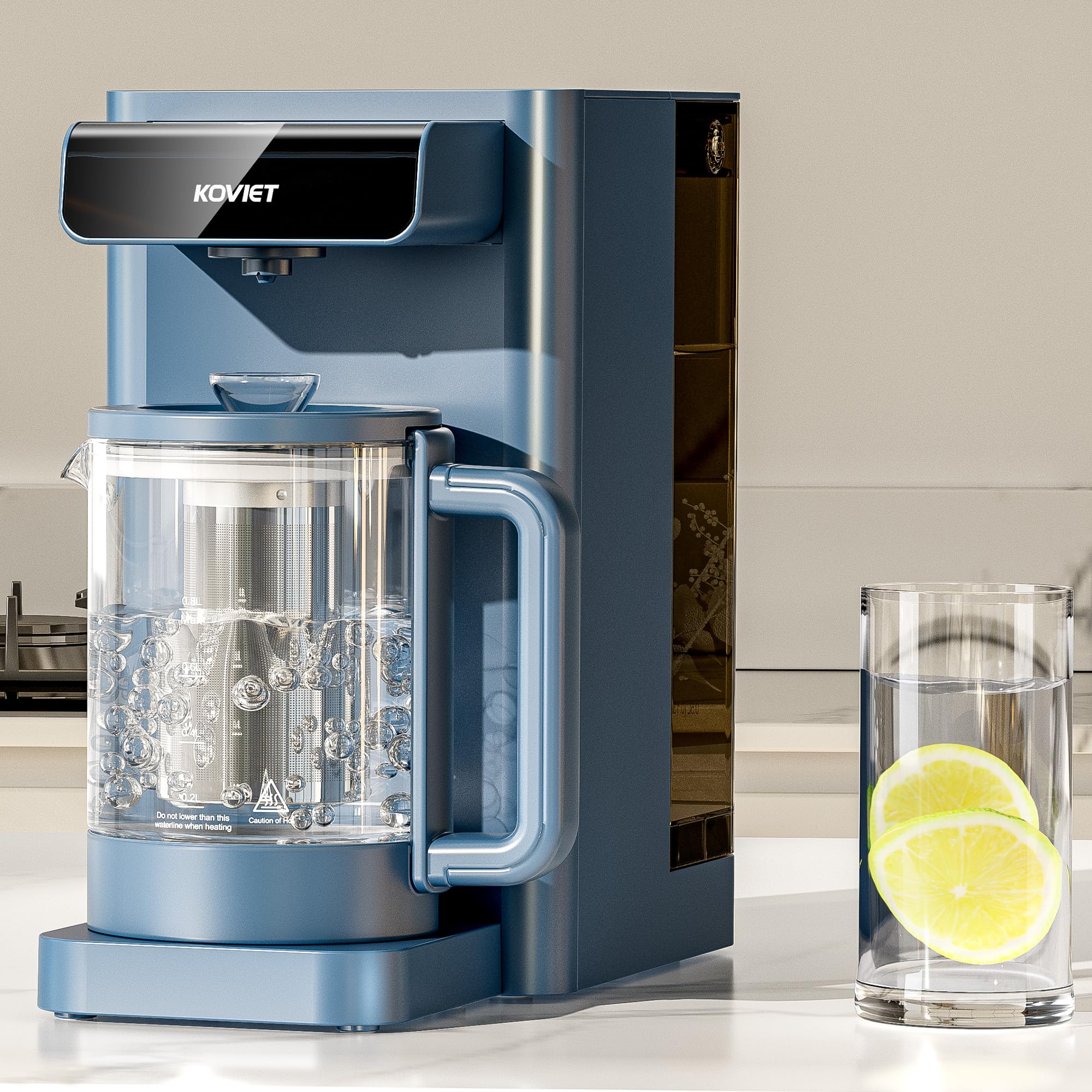 10 Stage Reverse Osmosis Water Filter Countertop System - 6-in-1 Hot & Cold RO Filtration with Bottle, 3:1 Pure to Drain Ratio, Portable No Installation Water Purifier (Blue) - Perfect for Home, Office, RV, and Travel Use