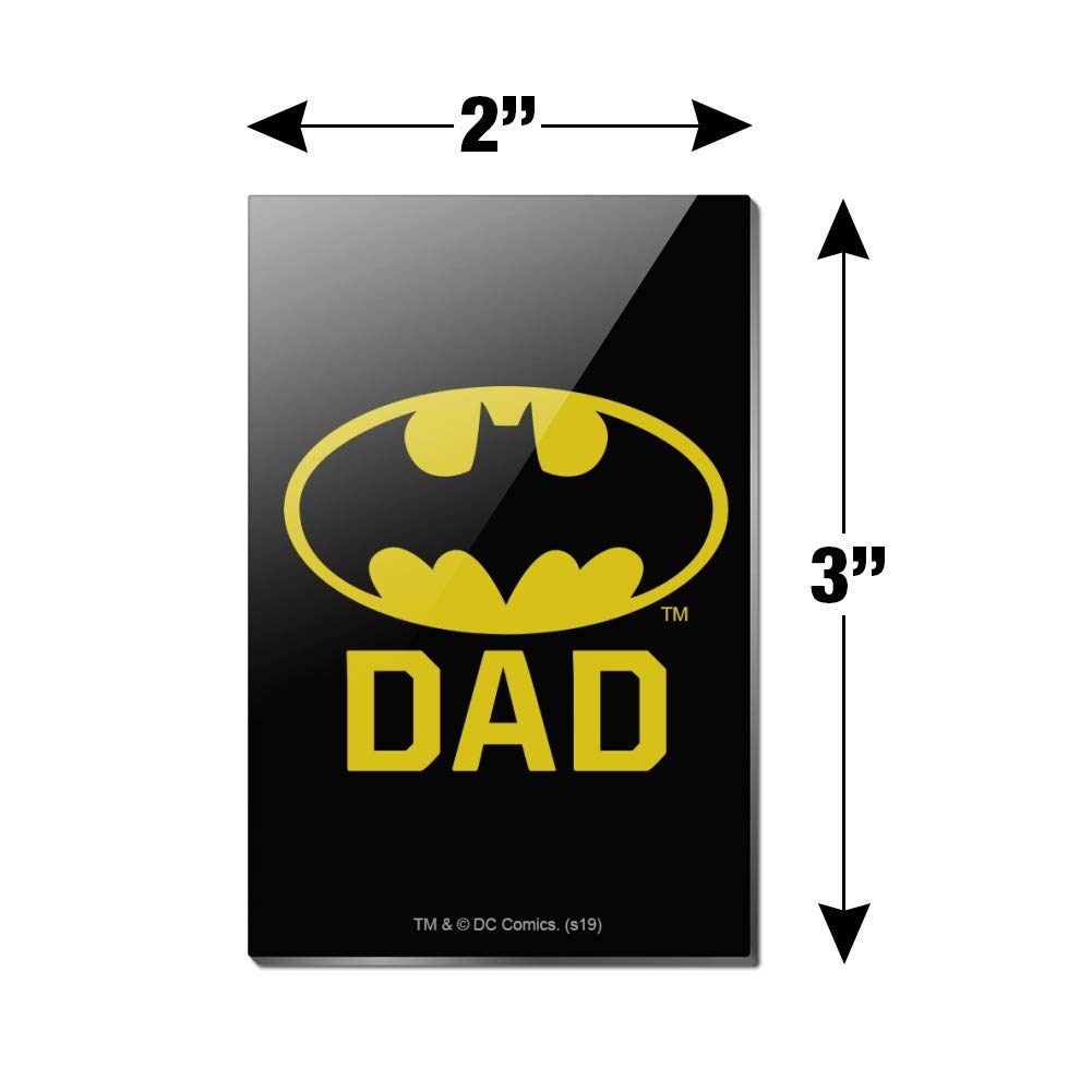 Batman Bat Dad Shield Logo Rectangle Acrylic Refrigerator Magnet - Strong Fridge Magnet for Home, Office & Dorm Decor - Perfect for Superhero Fans & Gift Giving