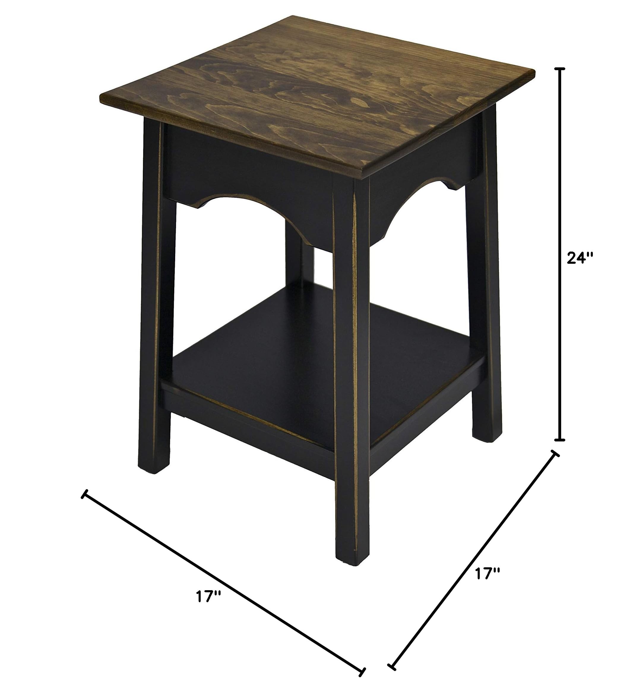 2-Tier Side Table for Living Room & Bedroom - Black End Table with Shelf for Storage & Décor | Nightstand, Coffee Table Accent, Small Space Furniture for Apartments & Dorm Rooms