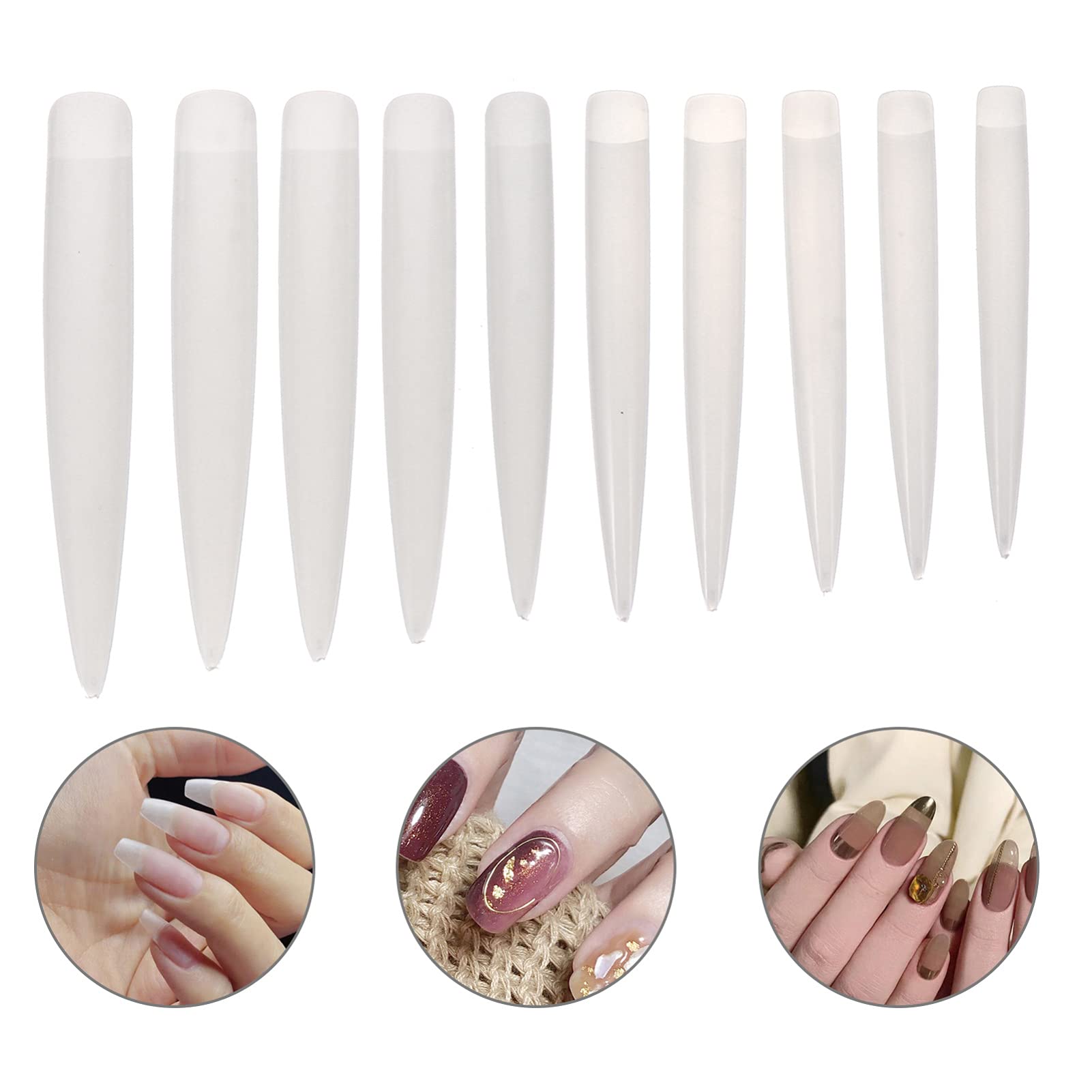 Beaupretty 120pcs Full Cover Long Fake Nails - Professional Acrylic False Nails for Manicure, Natural Colors, Durable & Reusable - Perfect for Nail Salons, Women, Girls, Wedding, Party & Daily Wear