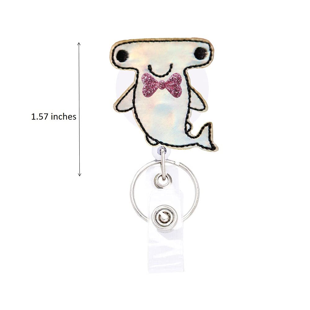 Valentine's Day Gifts for Students - Hammerhead Shark & Octopus Retractable Badge Reels with Reflective Sparkle Design, Alligator Clip & Key Ring (24in Thick Pull Cord) - Perfect for Teachers, Nurses, ID Holders & Office Workers