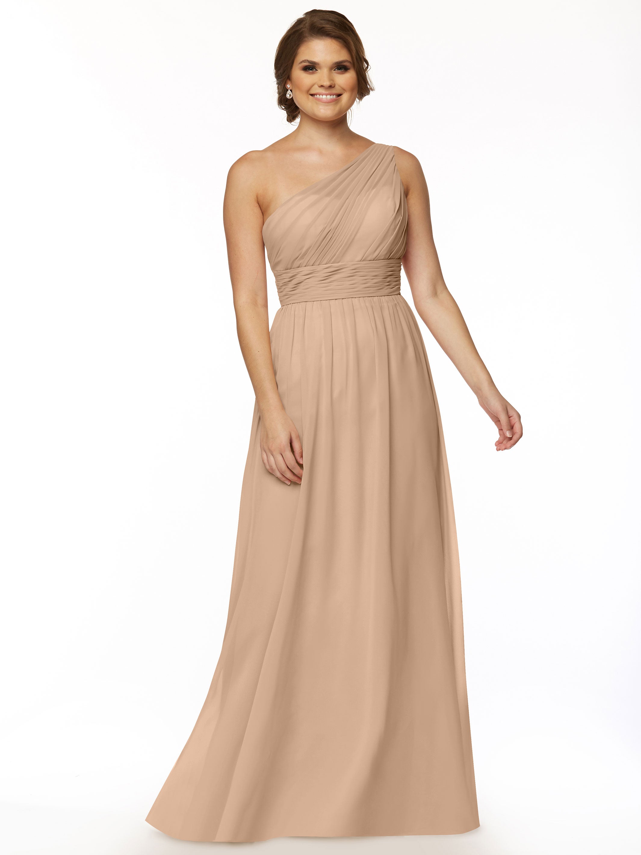 Elegant One Shoulder A-Line Chiffon Bridesmaid Dress with Ruching - Perfect for Weddings, Formal Events & Special Occasions