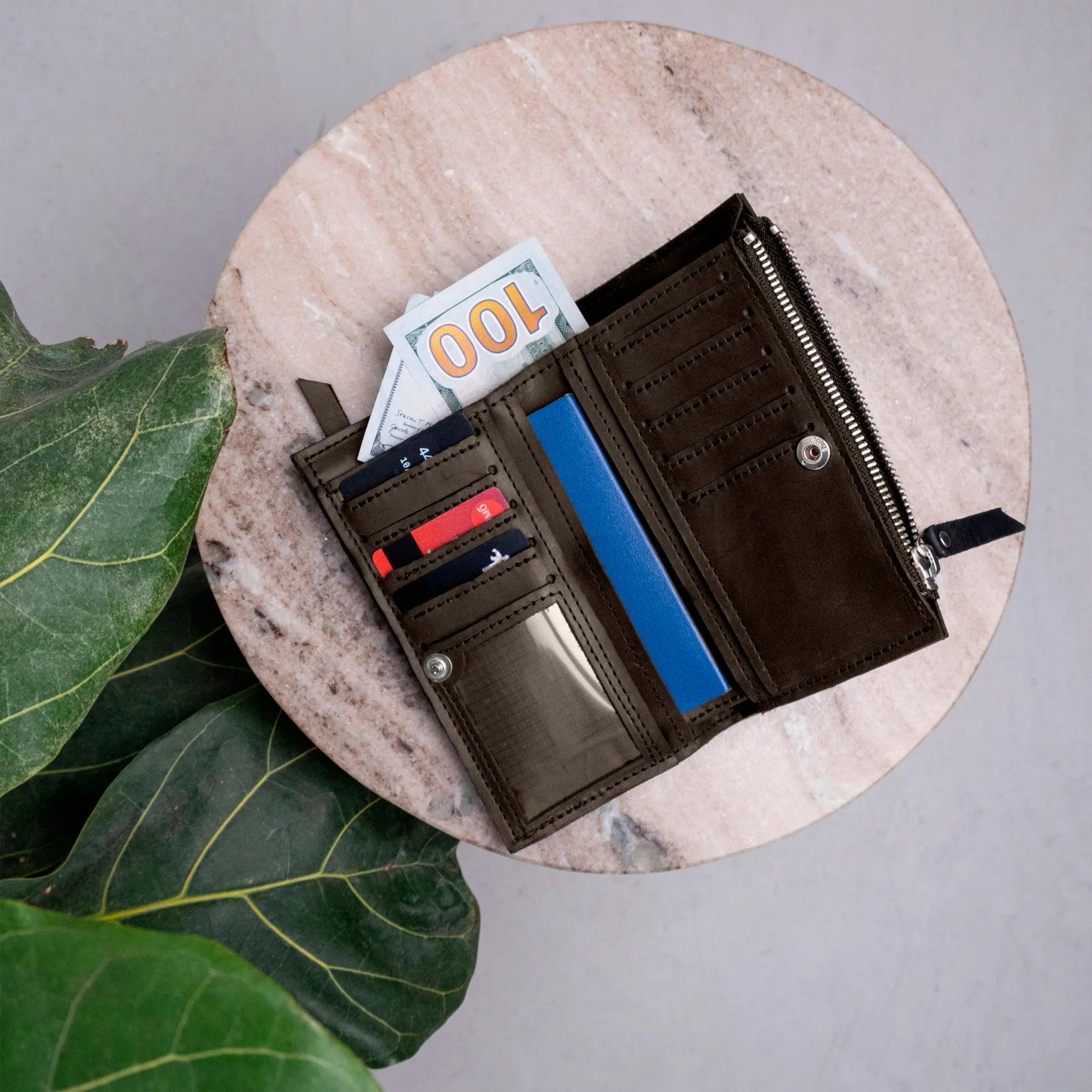 Zippered Wallet Sorbonne - Slim RFID Blocking Leather Wallet for Men & Women | Perfect for Travel, Business & Everyday Use
