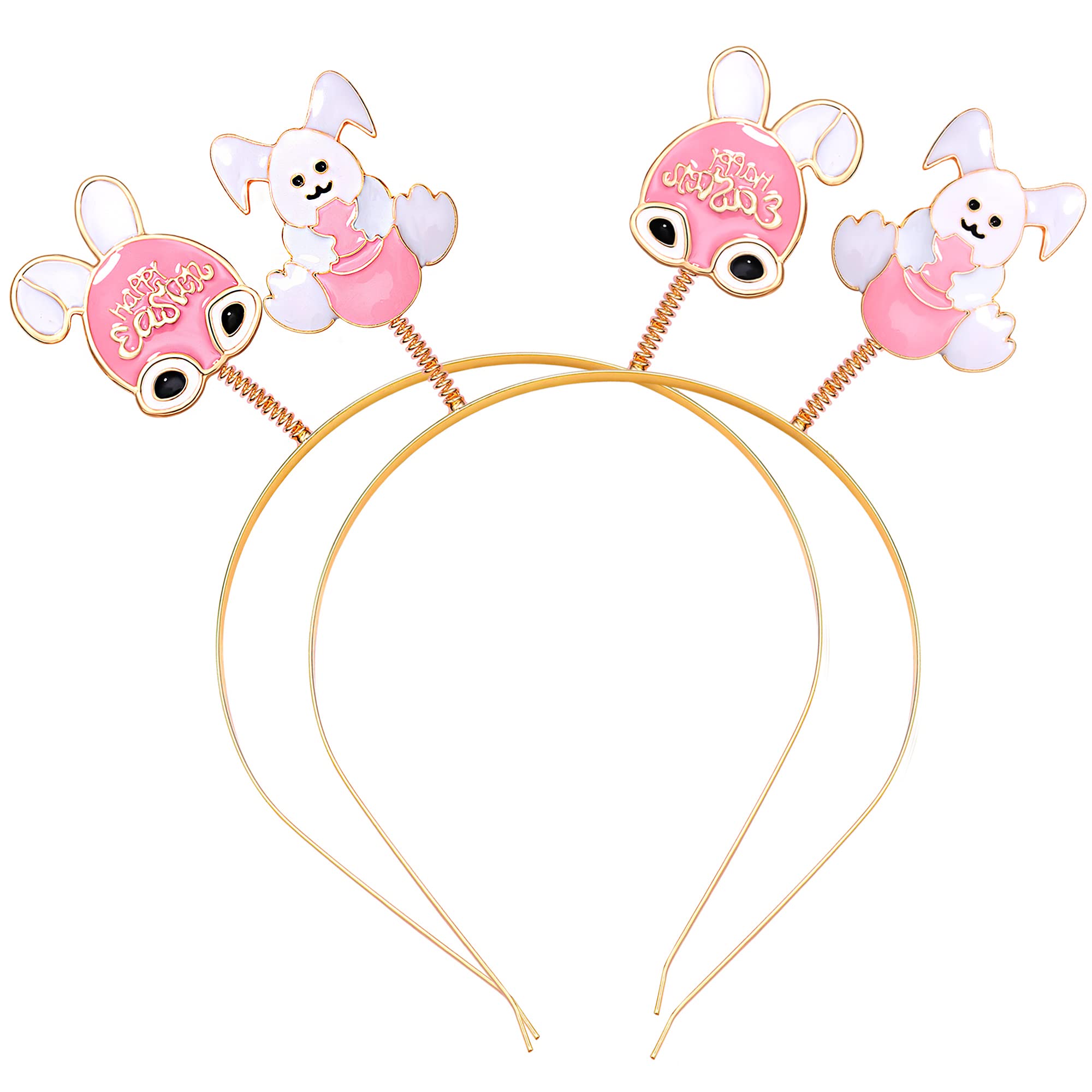 2PCS Easter Bunny Headbands for Women - Colorful Egg & Enamel Rabbit Hair Hoops - Cute Spring Hair Accessories Gift for Easter Party, Egg Hunt, Photo Props & Festive Celebrations