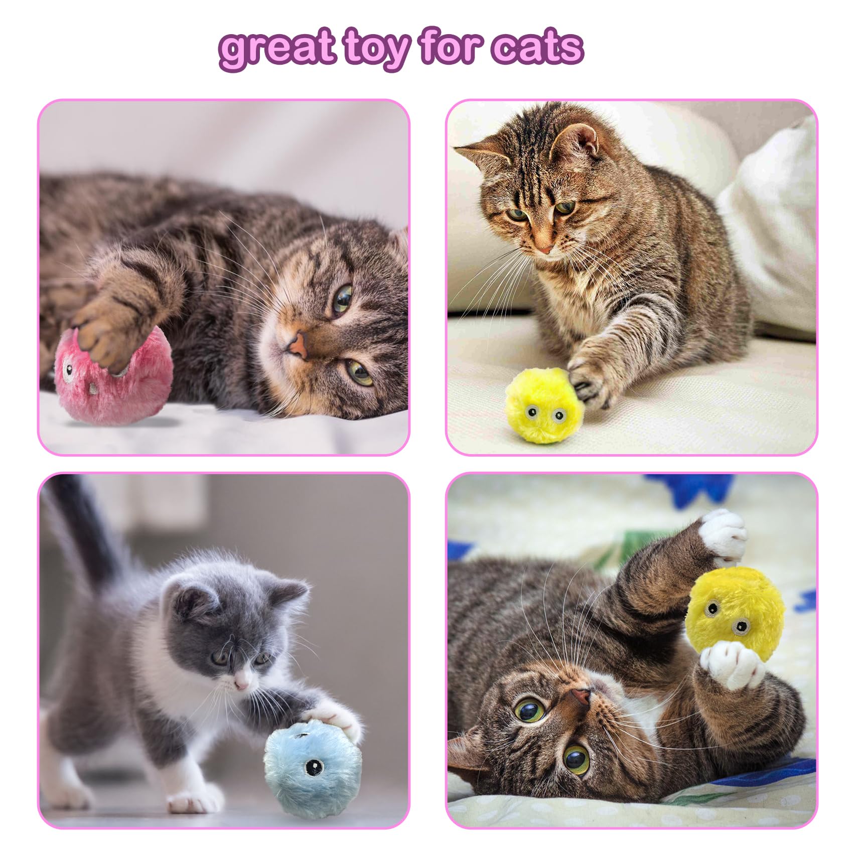 DILISS Interactive Cat Toys with Catnip - 3 Pack Chirping Kicker Balls for Indoor Cats, Promotes Exercise & Play with 3 Lifelike Animal Sounds - Perfect for Playtime, Training & Bonding with Your Kitty