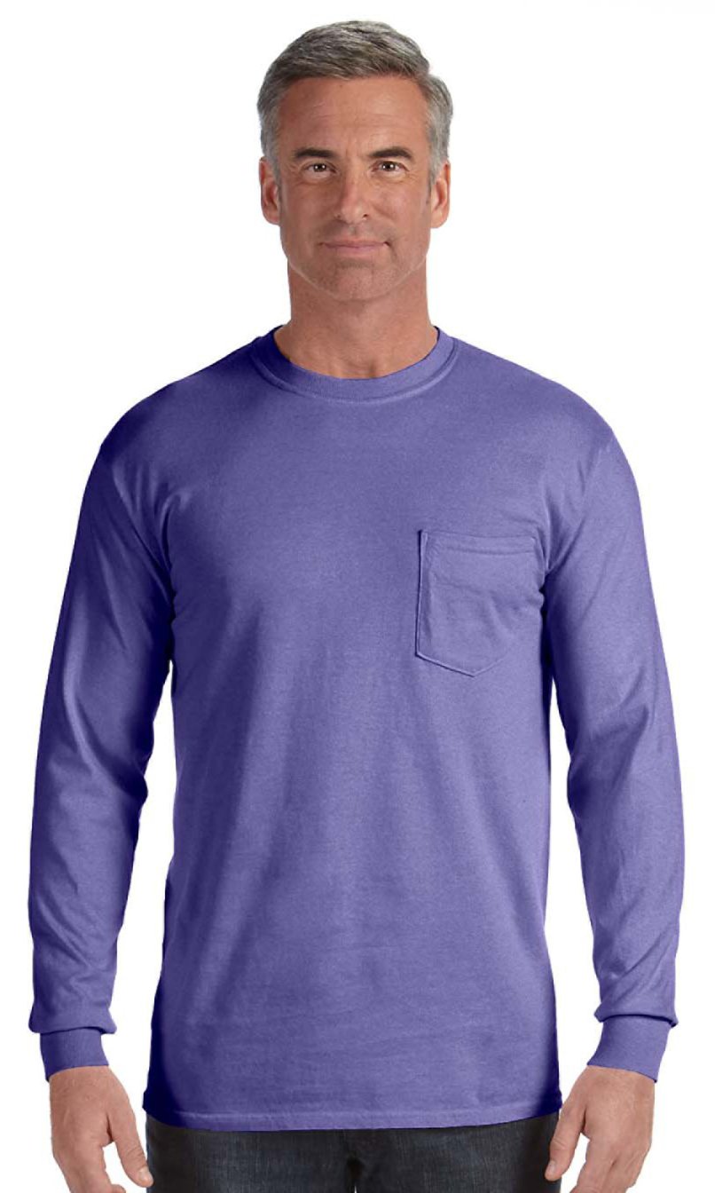 Comfort Colors Chouinard 4410 Heavyweight Long Sleeve Cotton Pocket T-Shirt for Men - Durable Workwear & Casual Everyday Wear
