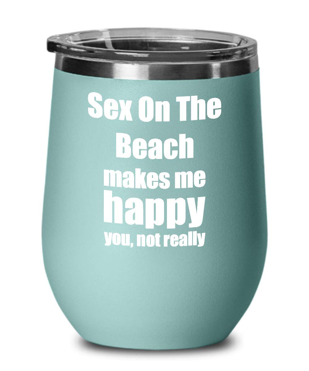 Sex On The Beach Cocktail Wine Glass - Funny Insulated Tumbler with Lid for Alcohol Mixed Drinks - Perfect Gift for Cocktail Lovers - Great for Beach Parties, Bachelorette Events & Summer Gatherings