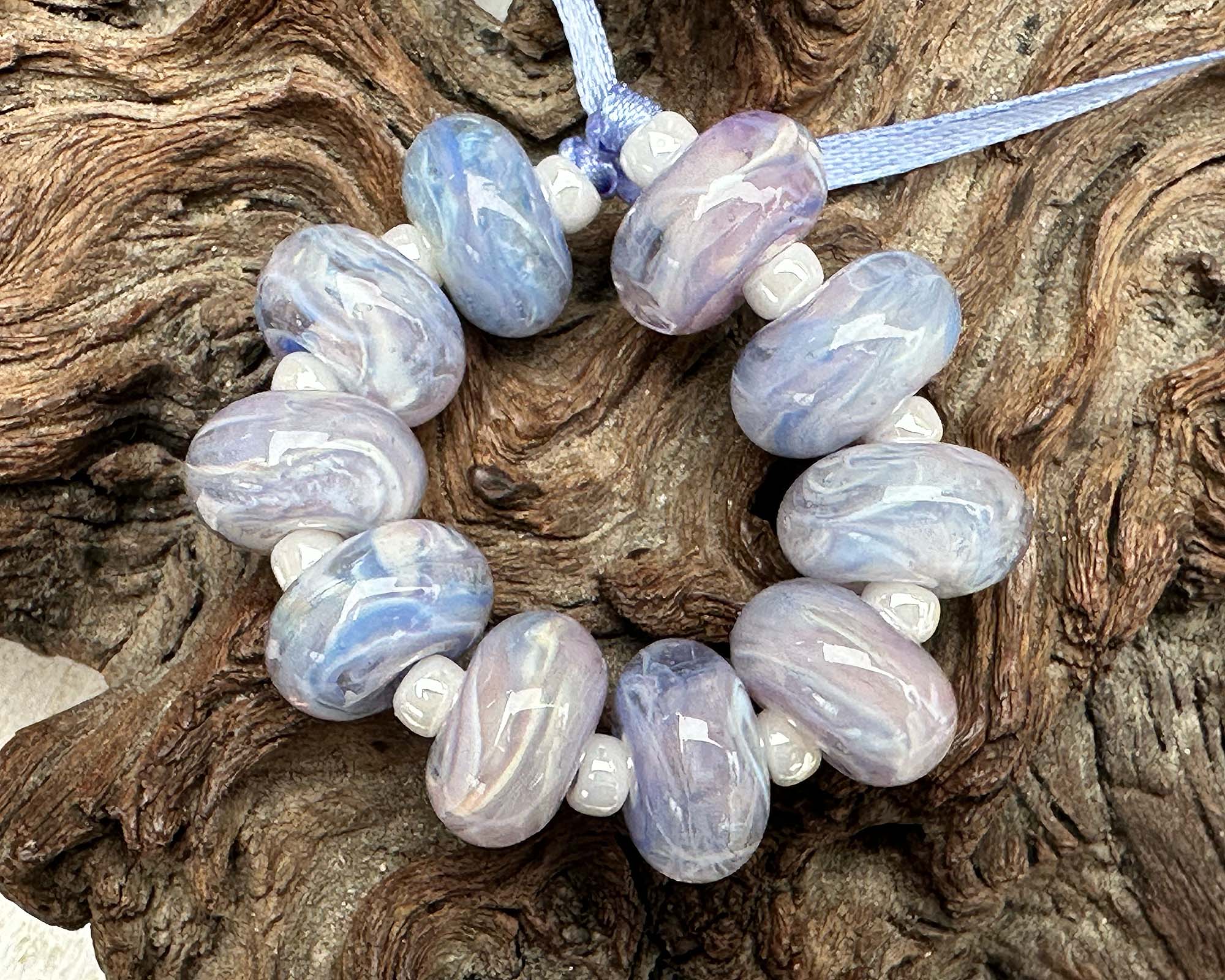 10 Ocean Lilac Purple Lampwork Glass Beads for Jewelry Making - DIY Bracelets, Necklaces & Craft Projects