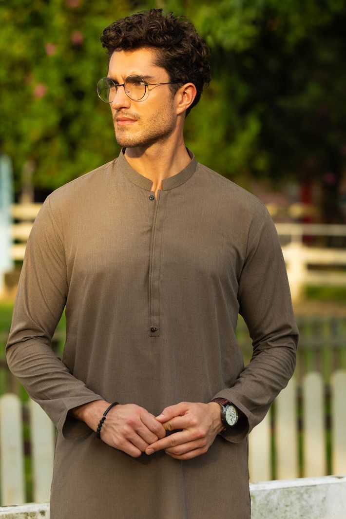 Stylish Blended Brown Kurta for Men & Women | Comfortable Cotton Ethnic Wear | Perfect for Festivals, Weddings & Casual Outings