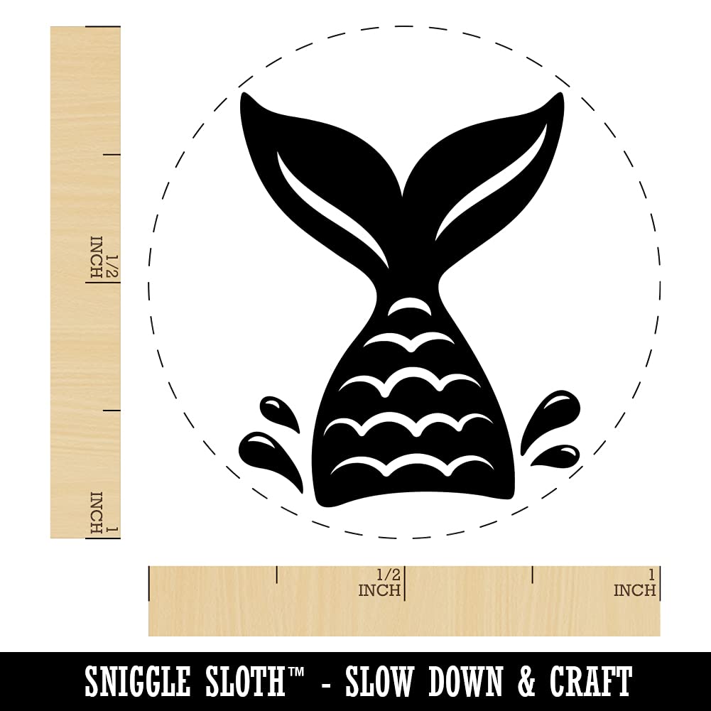 Mermaid Tail Self-Inking Rubber Stamp - 1 Inch Medium Blue Ink for DIY Scrapbooking, Journaling, Planner Decoration & Craft Projects