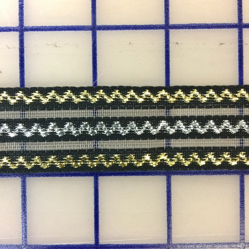 1.25 Inch Metallic Thread Ribbon - Black, Gold, Silver Horsehair Trim for DIY Crafts, Wedding Decor, Gift Wrapping & Costume Embellishment