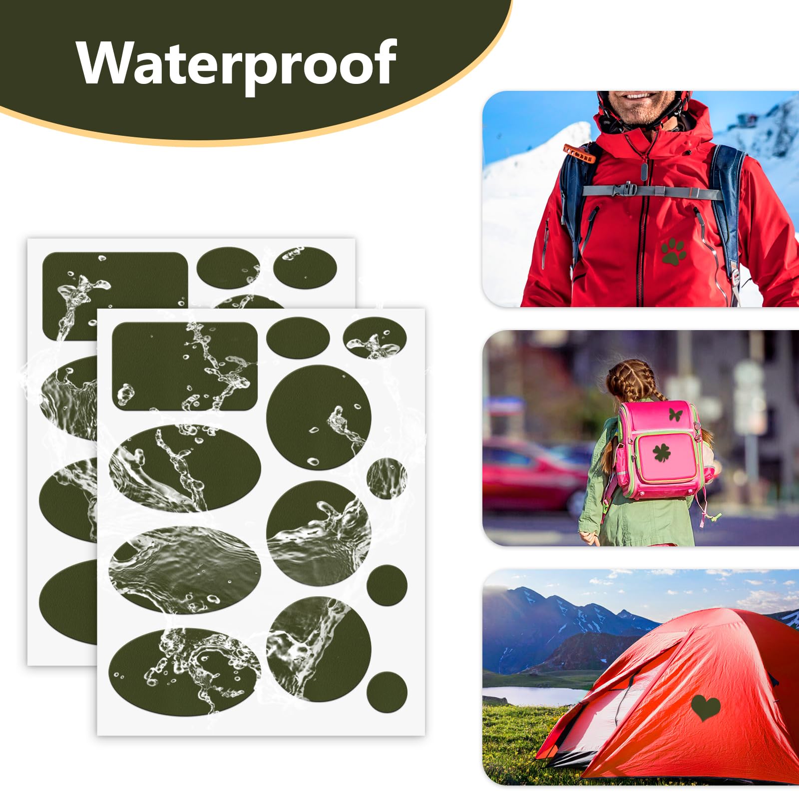 Waterproof Self-Adhesive Nylon Repair Patches for Down Jackets & Clothing - Pre-Cut Tear-Resistant Rip-Stop Fabric for Fixing Holes in Jackets, Sleeping Bags, Tents & Outdoor Gear | Perfect for Camping, Hiking & Winter Wear