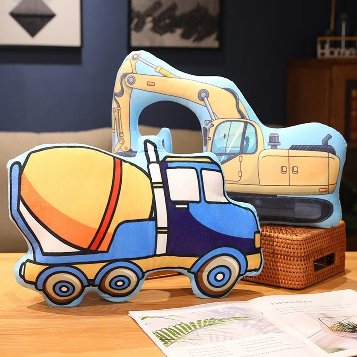 3D Truck Shaped Plush Pillow - Soft Stuffed Animal Car Toy & Decorative Throw Cushion for Bed, Sofa, Car Seat - Cute Agitator Truck Design for Kids' Room, Nursery Decor & Cozy Home Accents